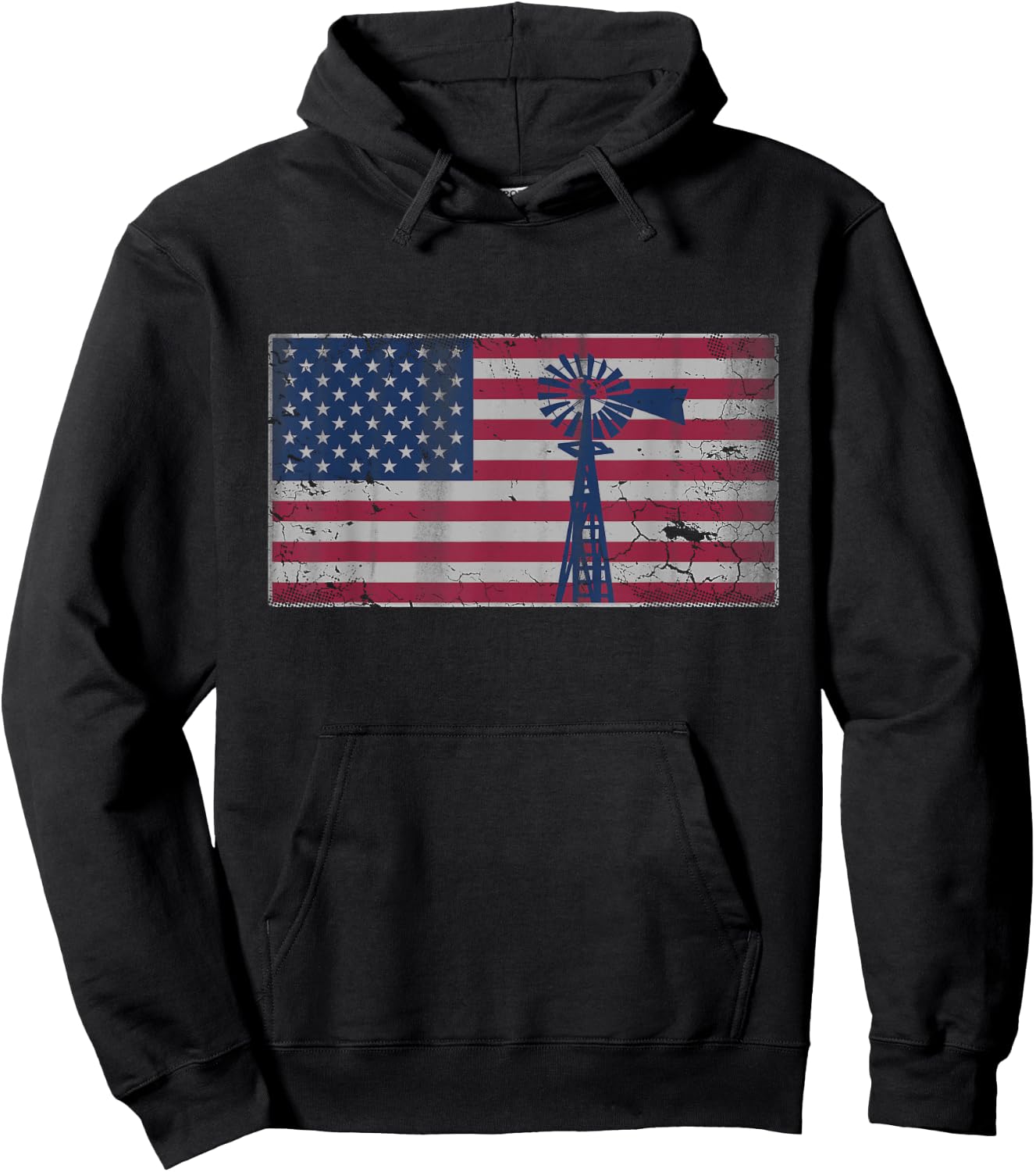 American Flag Windmill 4th of July USA Shirt Hoodie - Hoodie | Black