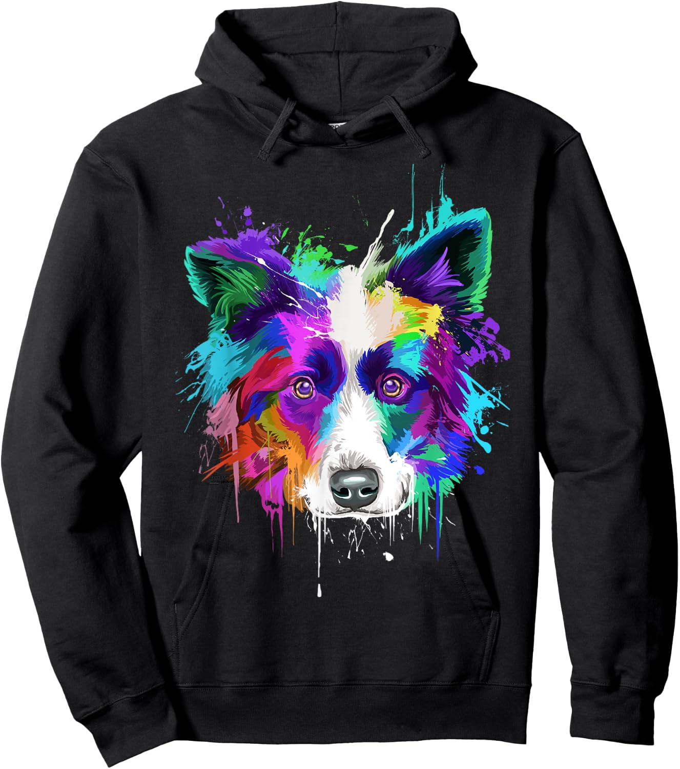 Splash Art Border Collie | Border Collie Owners Gift Hoodie - Hoodie | Black
