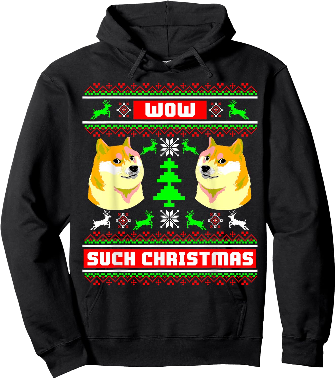 Doge Meme Funny Doge shirt Dog Ugly Christmas Hoodie - Hoodie | Black