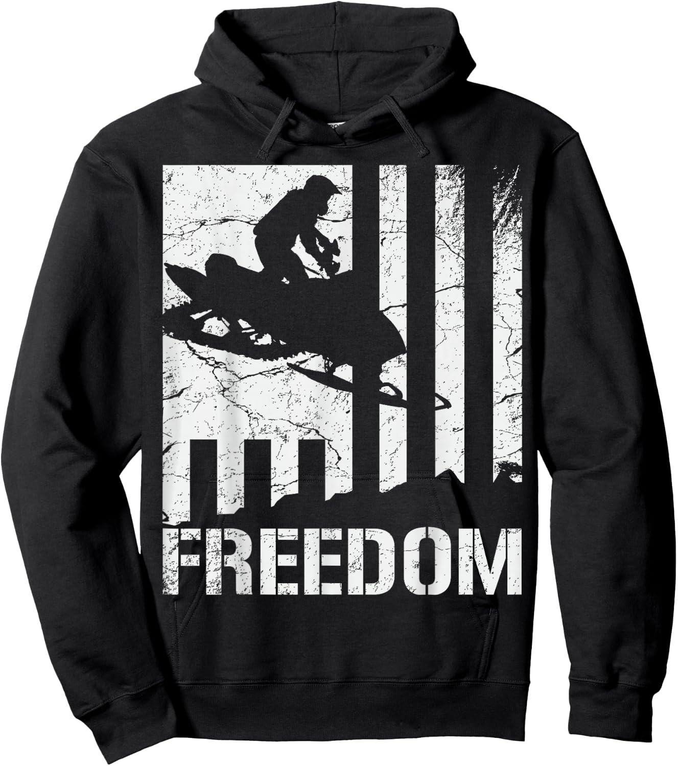 Snowmobile Snowmobiling Freedom Flag Hoodie - Hoodie | Black