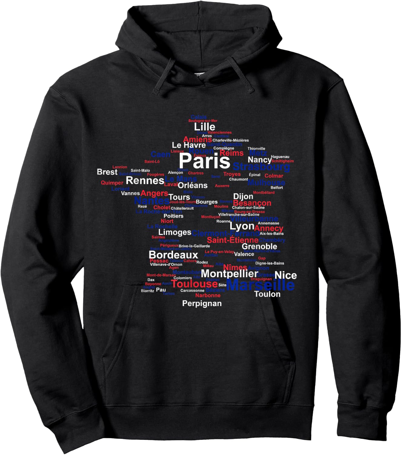 France Silhouette Map Flag French Towns Cities Travel Europe Hoodie - Hoodie | Black