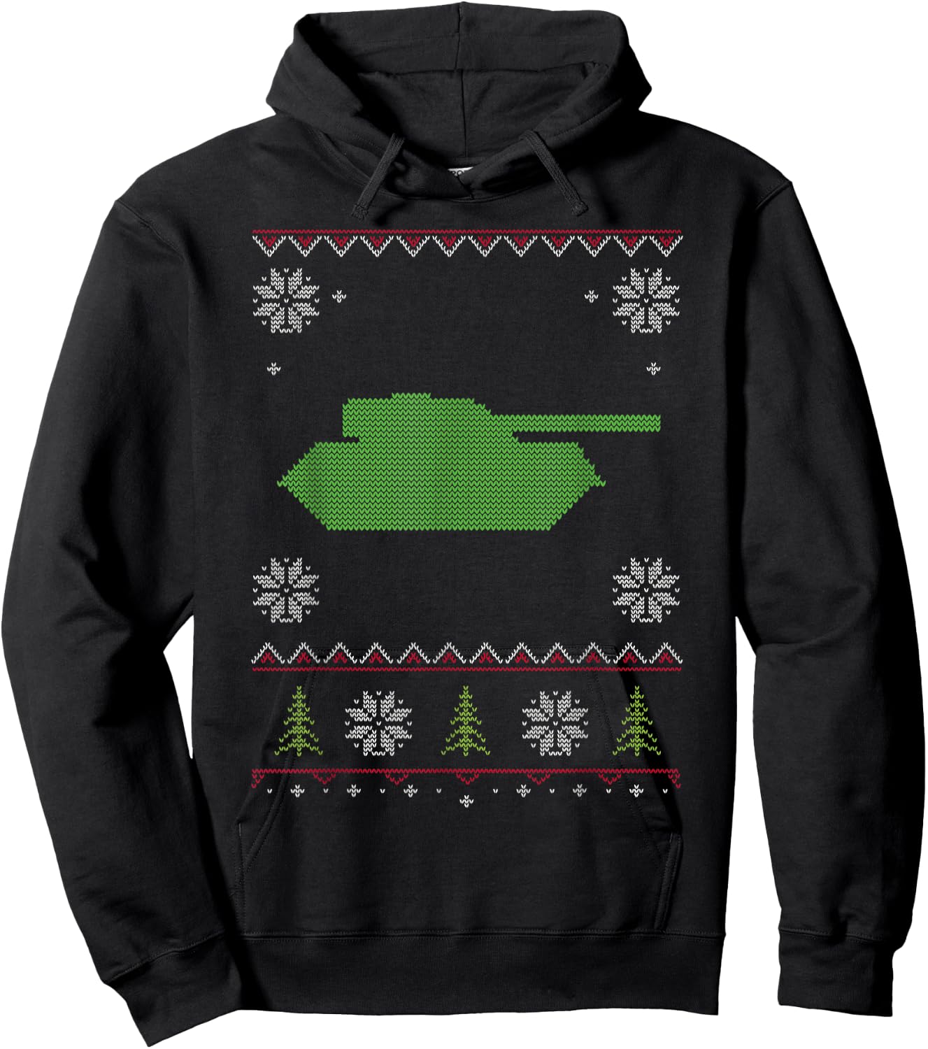 Army Tank Ugly Sweater Christmas Hoodie - Hoodie | Black