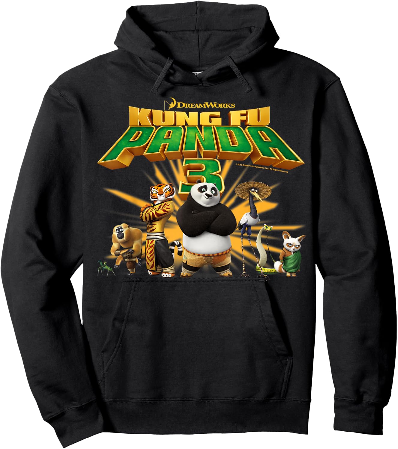 Kung Fu Panda 3 Po And The Furious Five Movie Logo Hoodie - Hoodie | Black