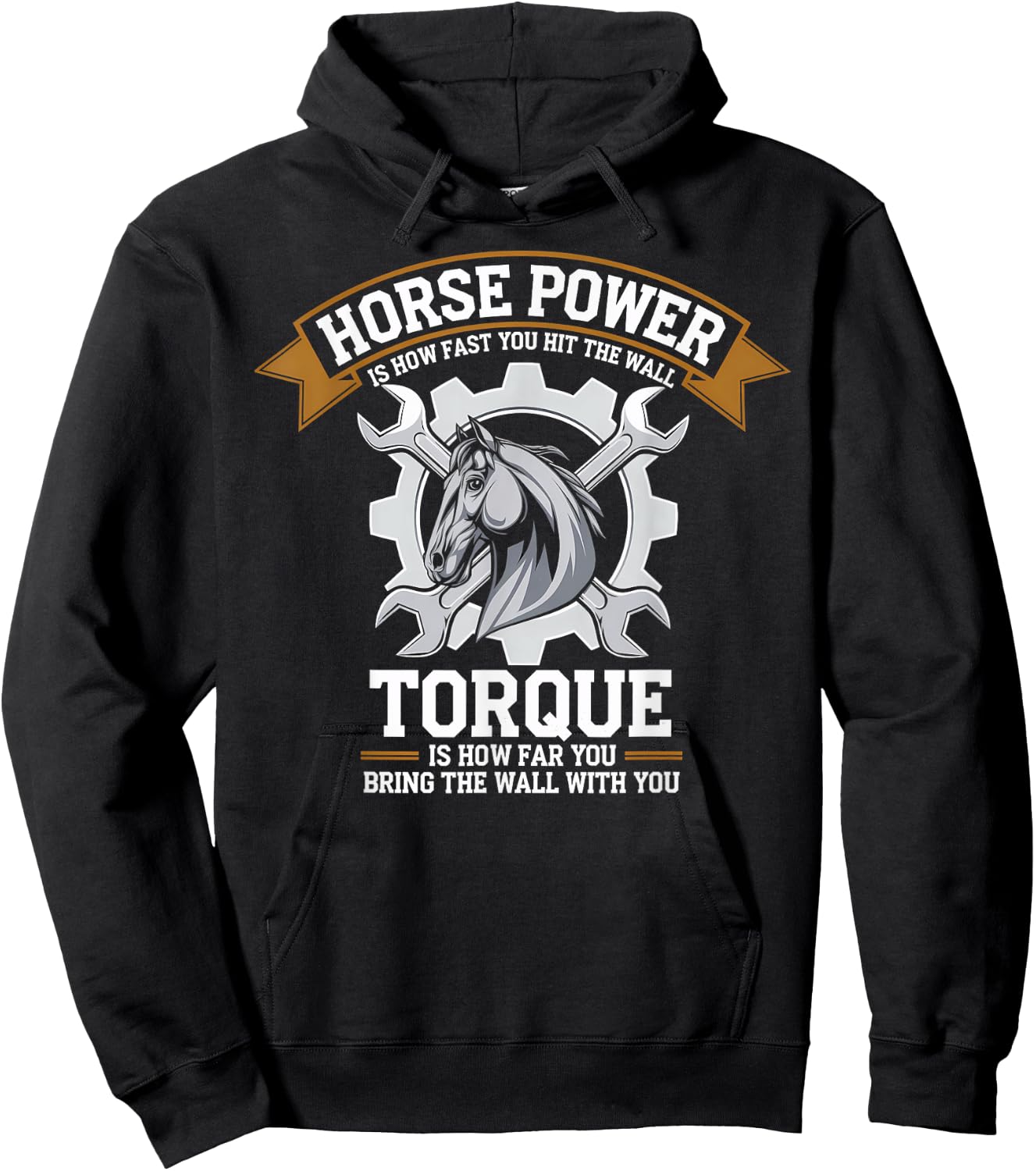 Horsepower Is How Fast You Hit The Wall Funny Car Mechanic Hoodie - Hoodie | Black
