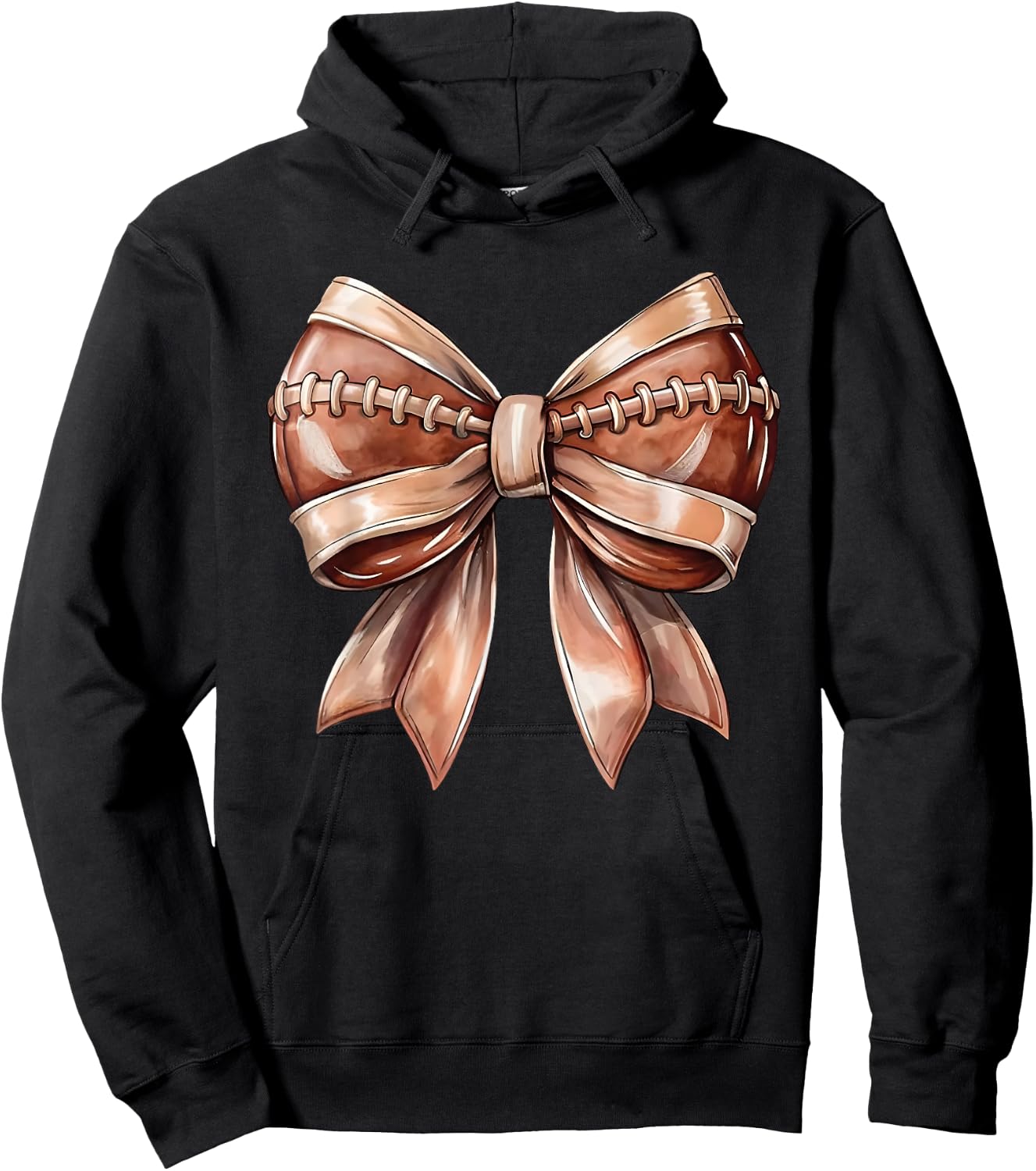 Coquette Bow American Football Thanksgiving Autumn - -Adults & Kids - Black - Short Sleeve - Size S (US) Hoodie - Hoodie | Black
