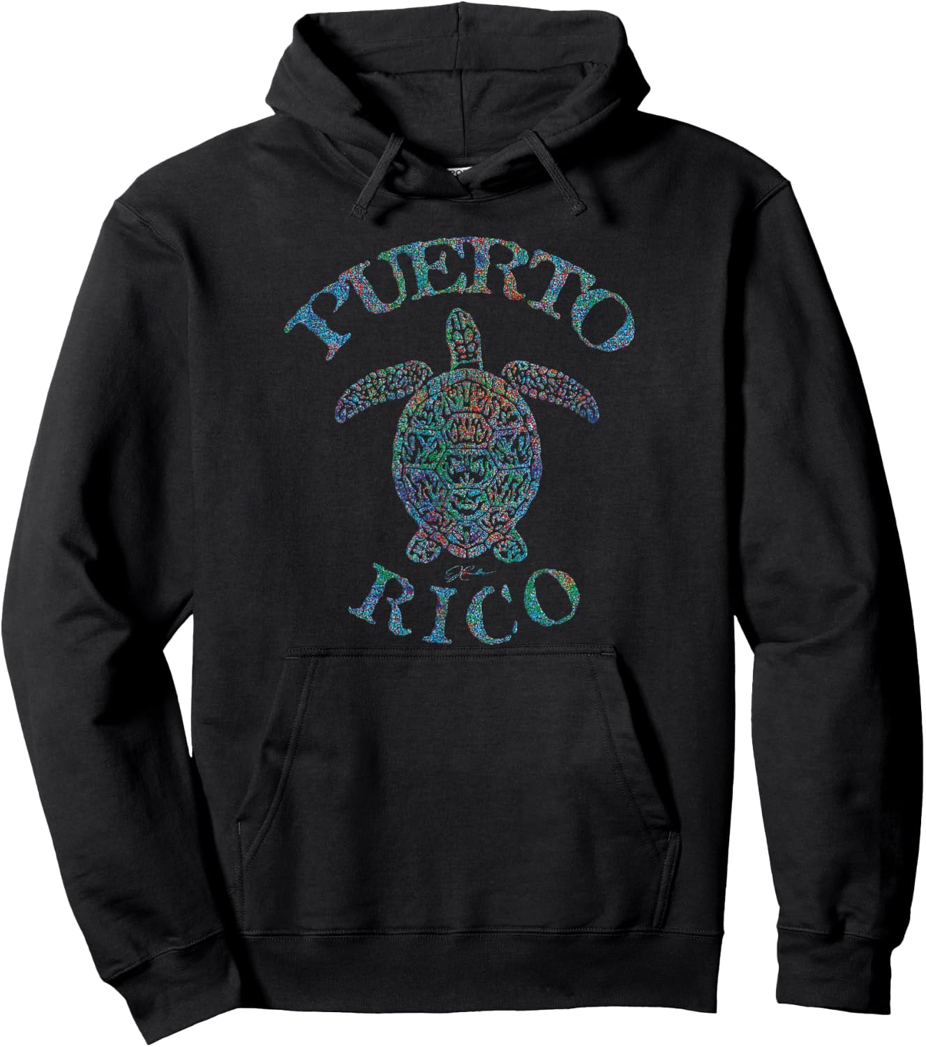 JCombs: Puerto Rico Sea Turtle (Distressed) Hoodie - Hoodie | Black