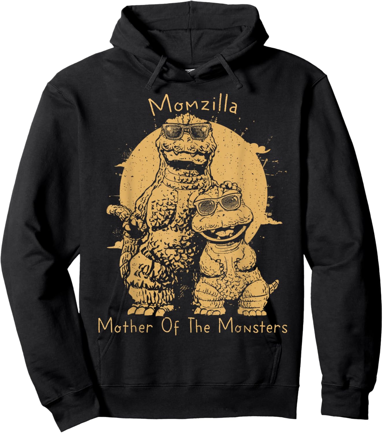 Vintage Momzilla Funny Mother of The Monsters Mother's Day Hoodie - Hoodie | Black