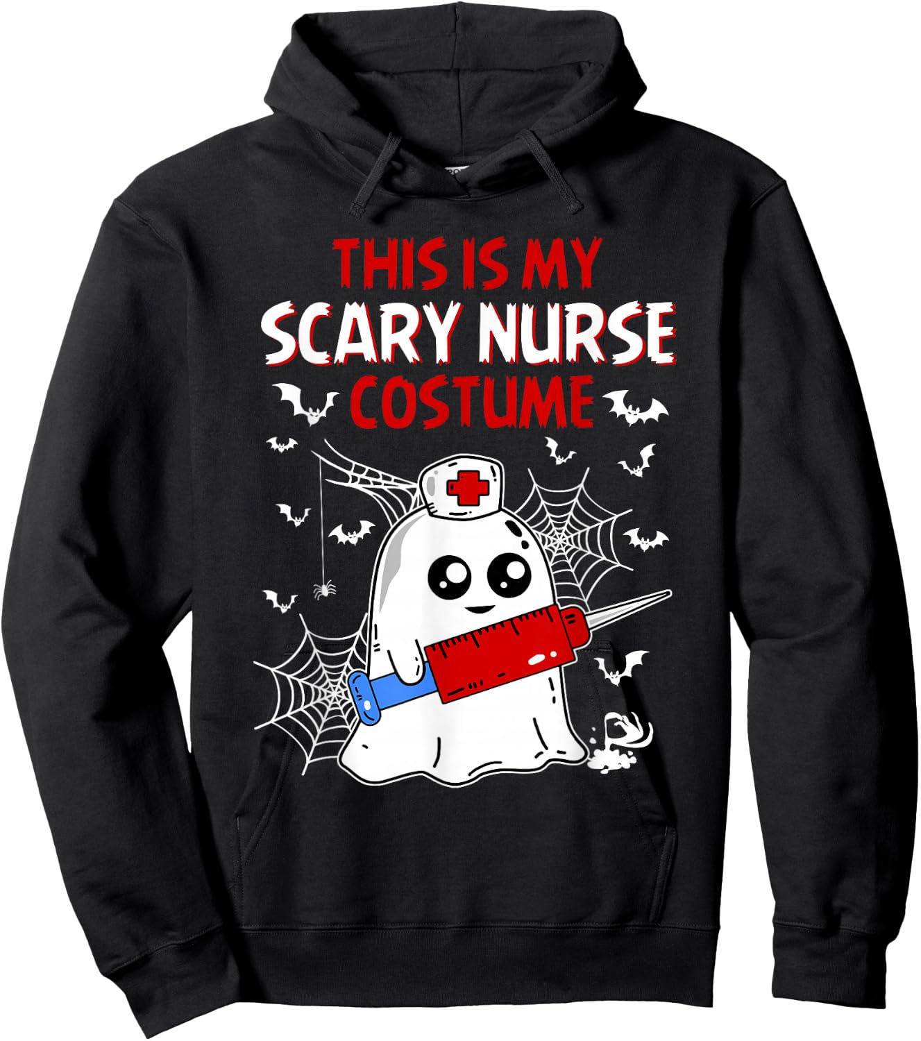 Halloween My Scary Nurse Costume Funny Ghost Scrub Women Hoodie - Hoodie | Black
