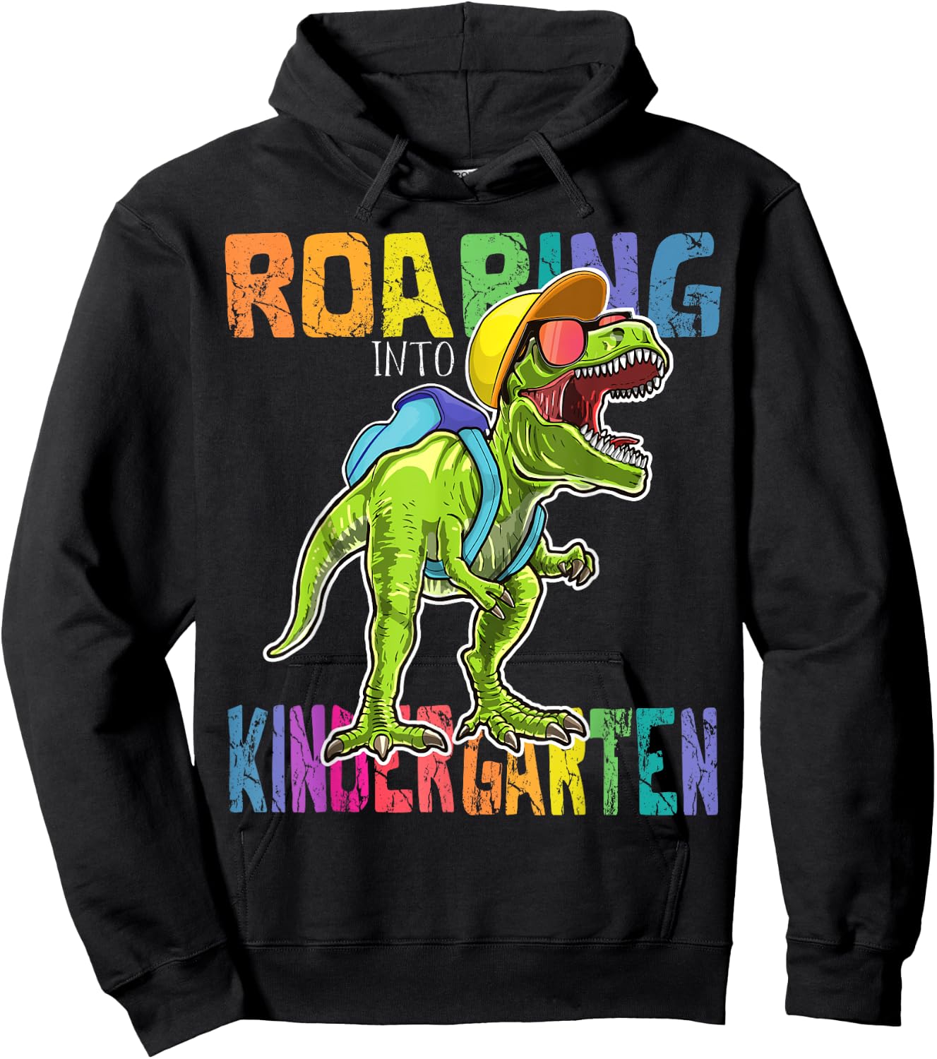 Roaring Kindergarten Dinosaur T Rex Back to School Boys Gift Hoodie - Hoodie | Black