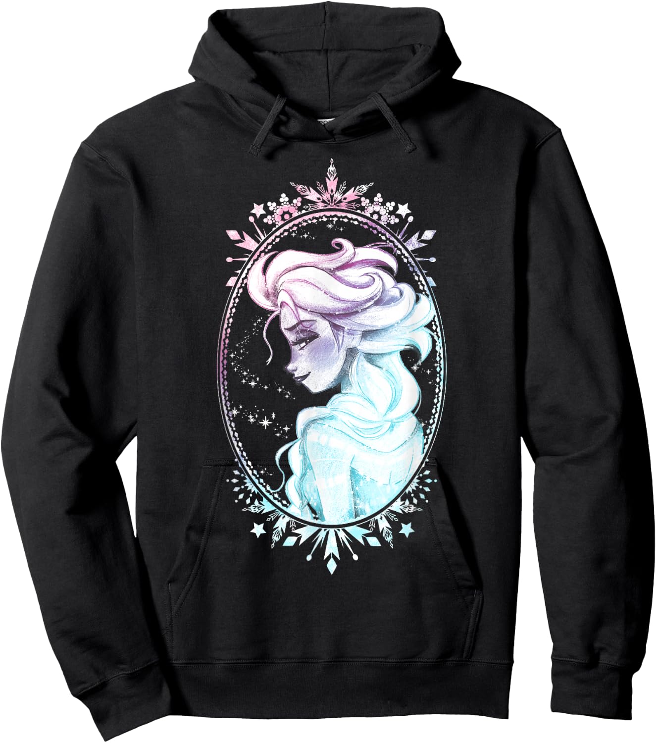Disney Frozen Elsa Side Glance Framed in Winter Small Hoodie - Hoodie | Black
