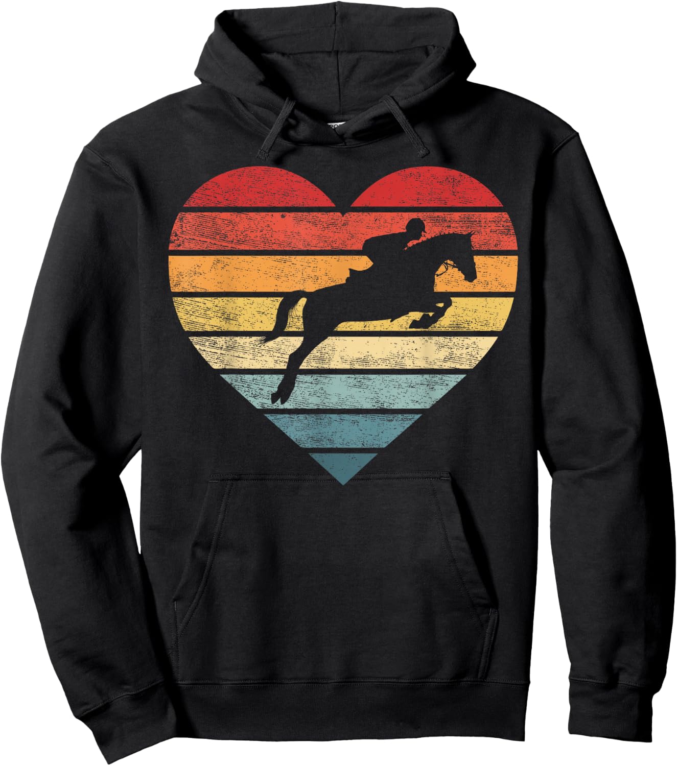 Retro Sunset Horse Lover Rider Equestrian Horseman Gifts Hoodie - Hoodie | Black