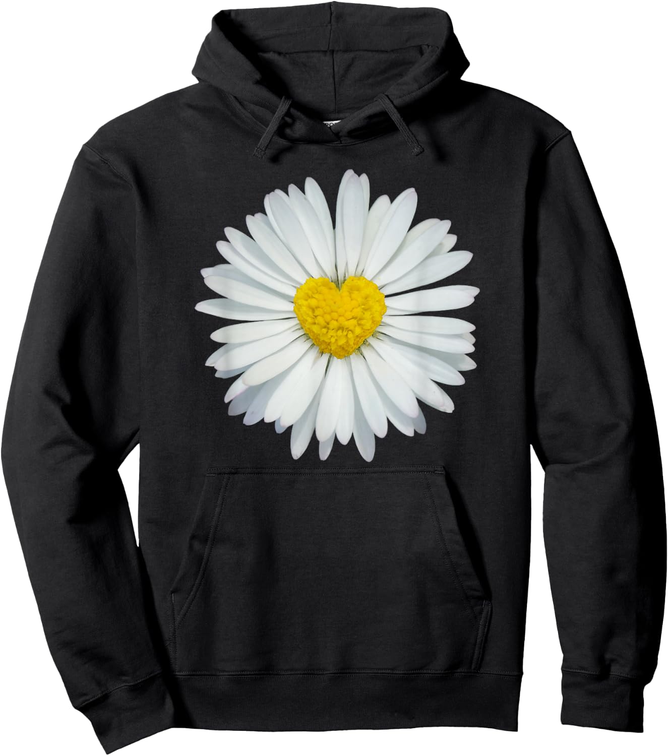 White and Yellow Heart Daisy Flower Rave Hoodie - Hoodie | Black