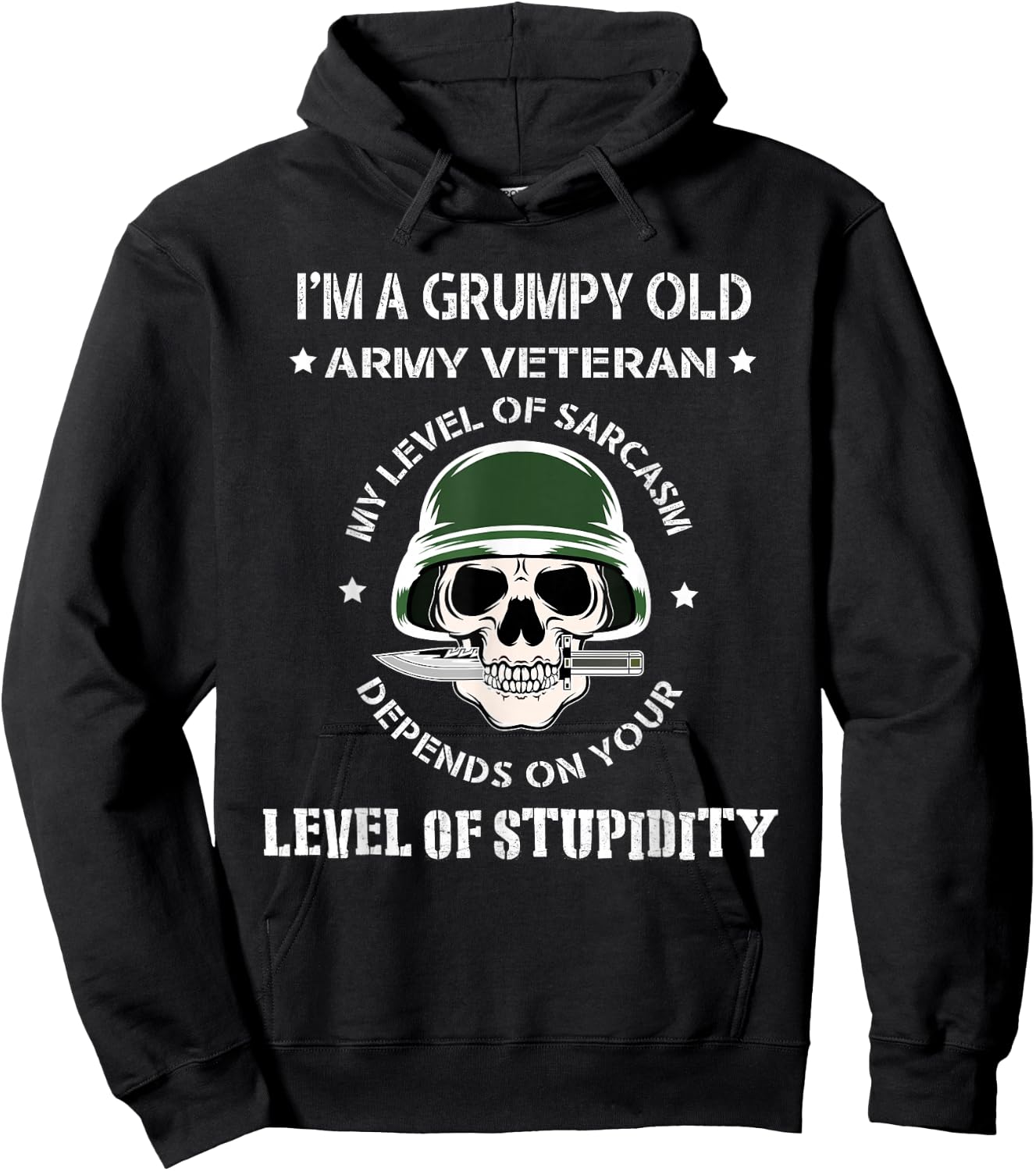 Grumpy Old Army Veteran Funny Veteran t Shirt Hoodie - Hoodie | Black