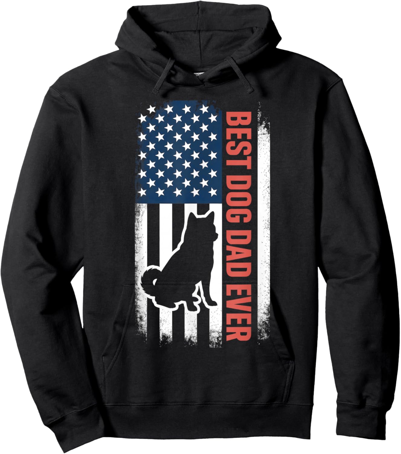 Funny Best Dog Dad Ever Shiba Inu Lover USA Flag Fathers Day Hoodie - Hoodie | Black
