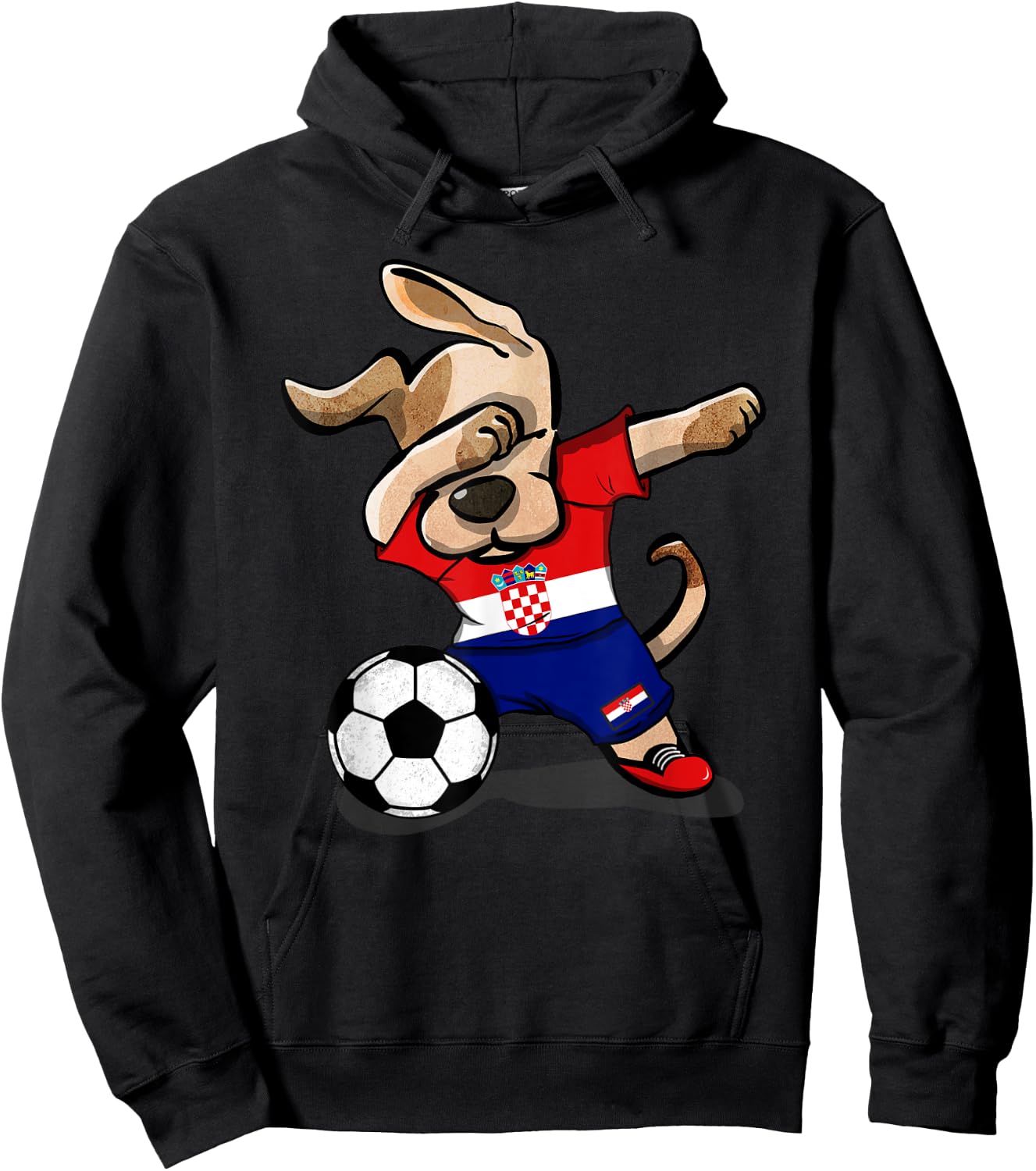 Dabbing Dog Croatia Soccer Fans Jersey Croatian Football Hoodie - Hoodie | Black