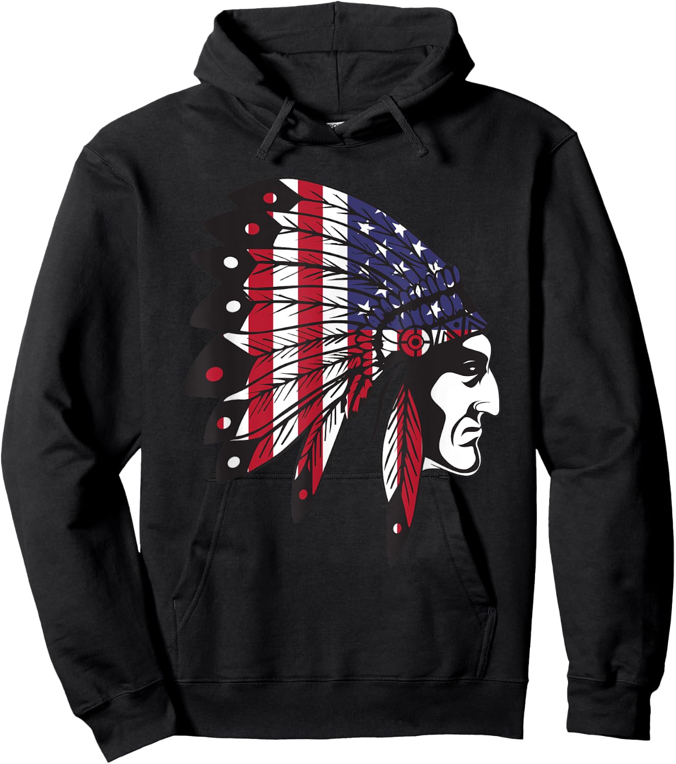 Native American Indian Chief American USA Flag 4th of July Small Hoodie - Hoodie | Black