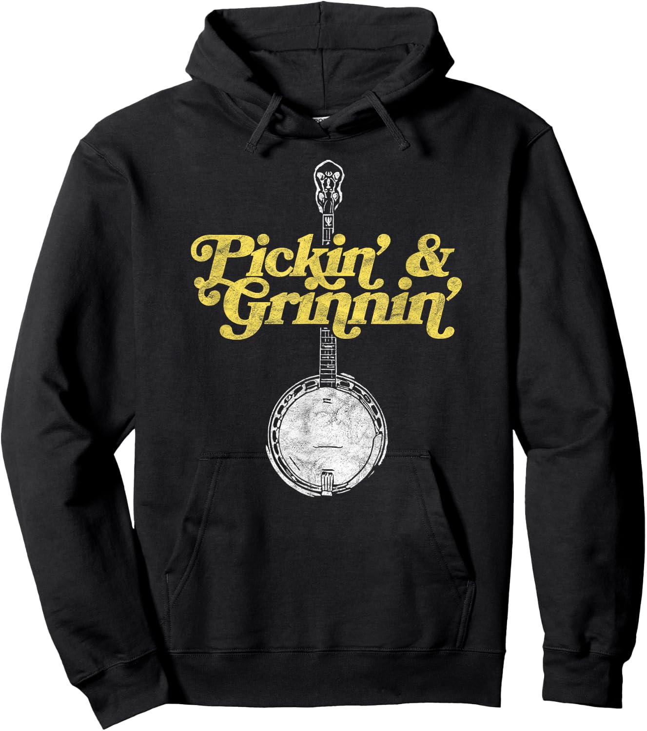 Pickin' & Grinnin' Mountain Sun & Banjo Bluegrass Shirt Hoodie - Hoodie | Black