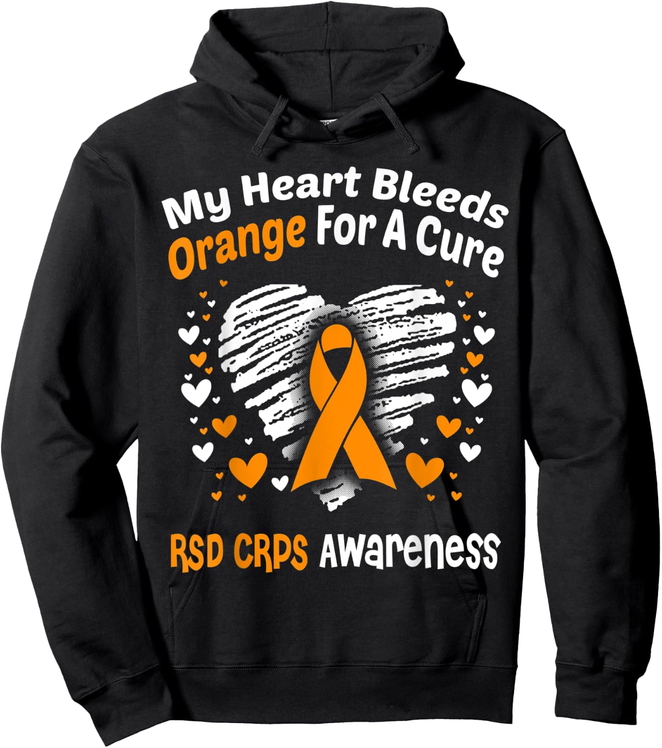 My Heart Bleeds Orange For A Cure RSD CRPS Awareness Hoodie - Hoodie | Black