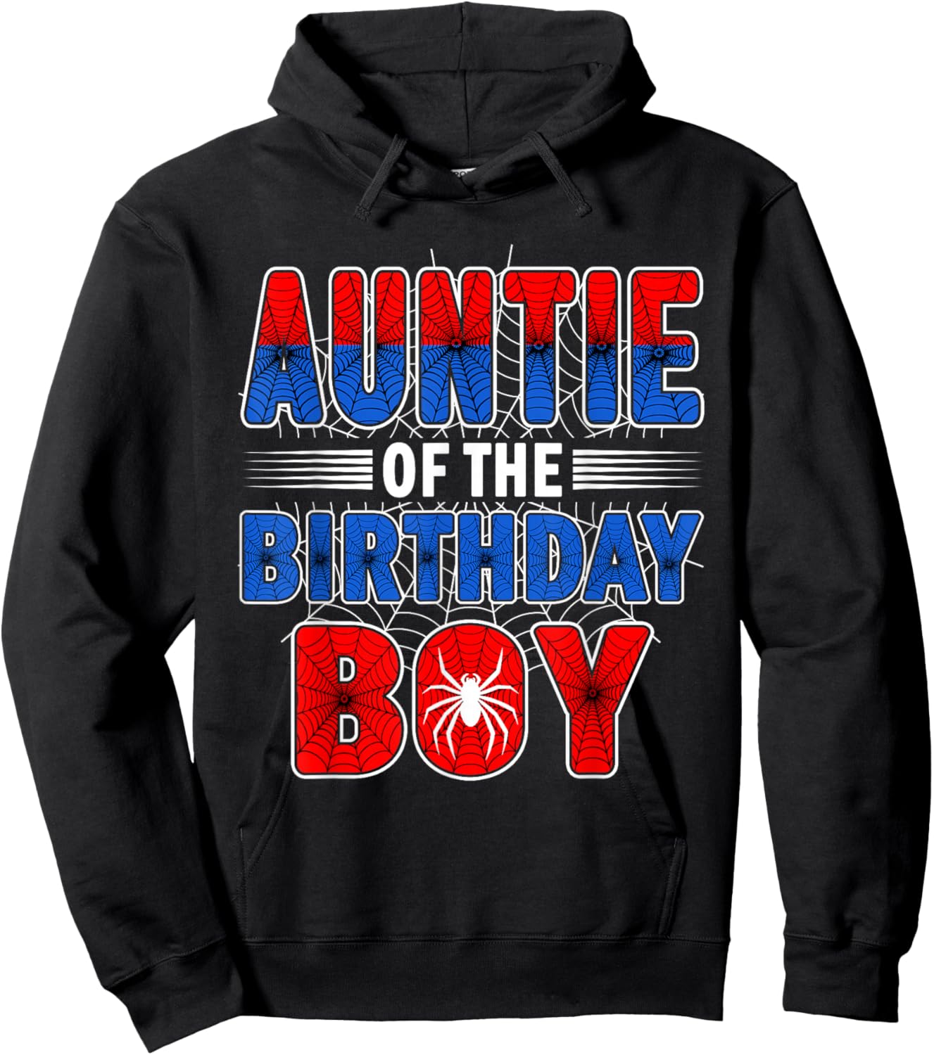 Auntie of The Birthday Boy Spider Web Birthday Party Hoodie - Hoodie | Black