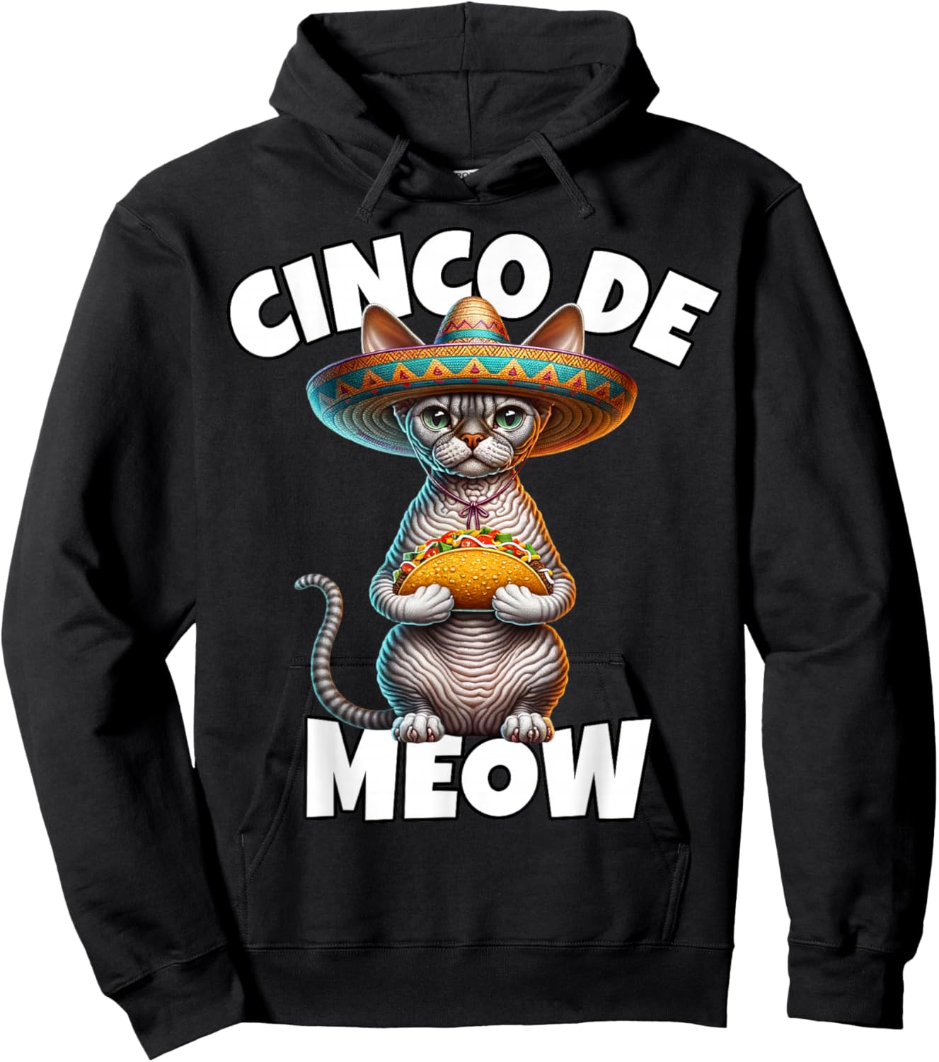Devon Rex Cinco De Meow Devon Rex Cat Hoodie - Hoodie | Black