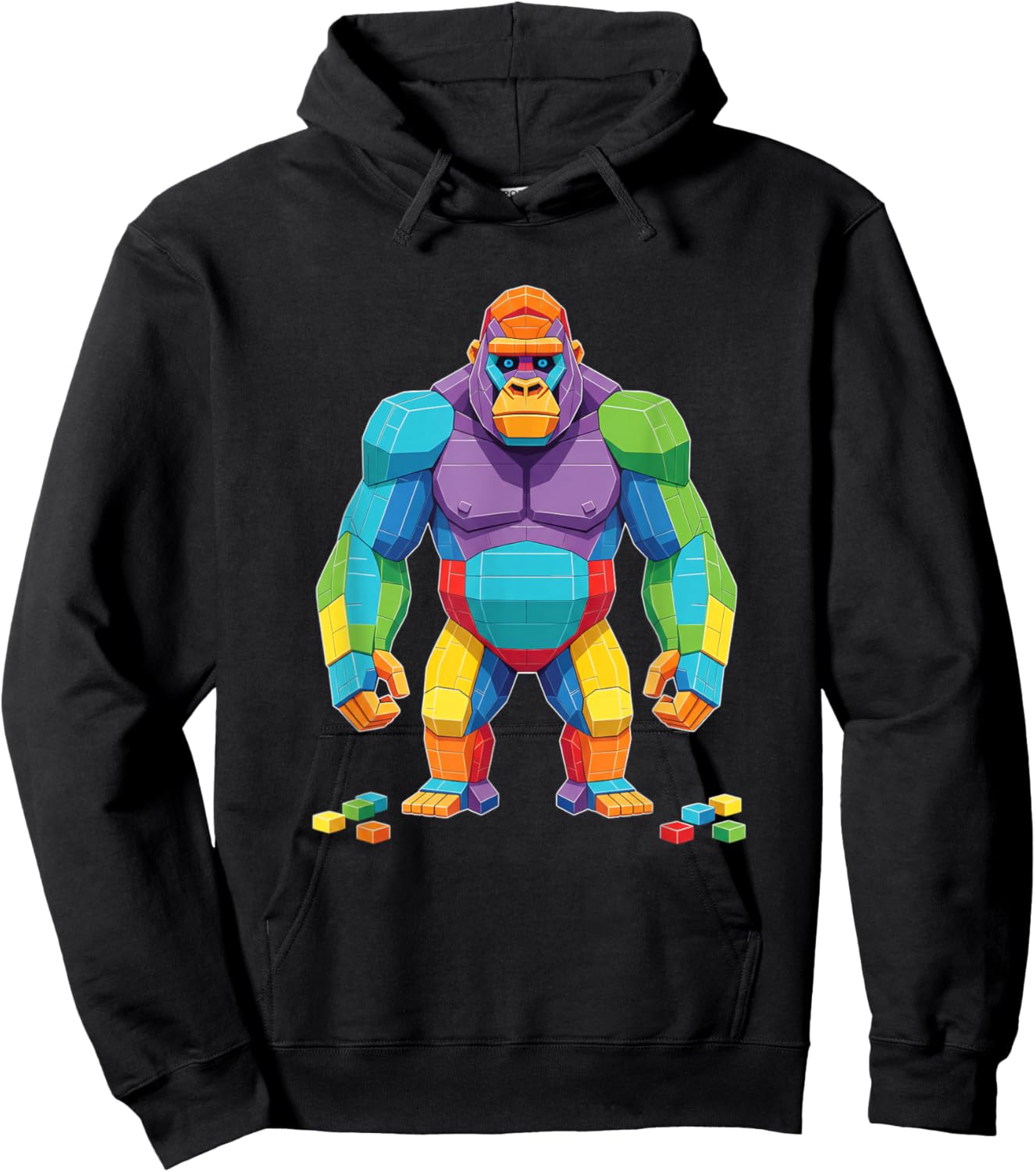 Colorful Block Gorilla Kids Birthday Mythical Creatures Toy Hoodie - Hoodie | Black