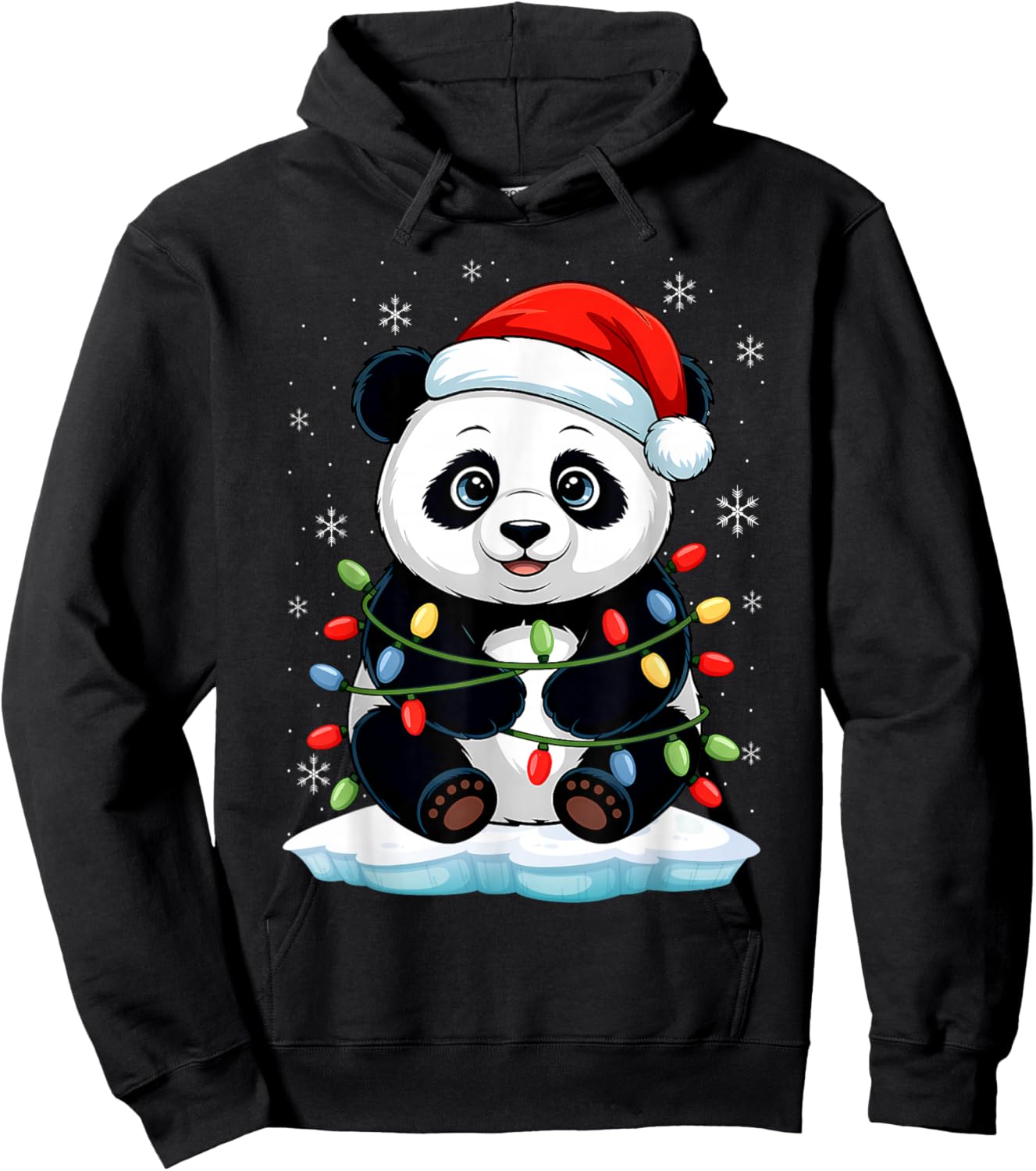 Christmas Lights Funny Panda Hoodie - Hoodie | Black
