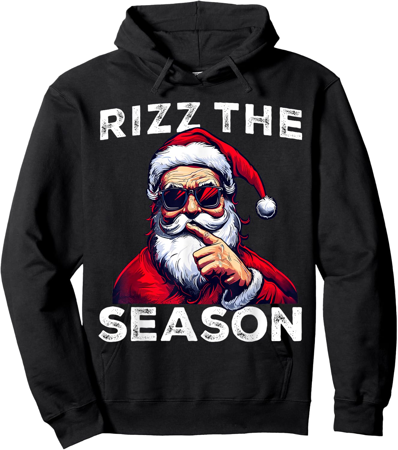 Rizz The Season Funny Santa Joke White Elephant Christmas Hoodie - Hoodie | Black