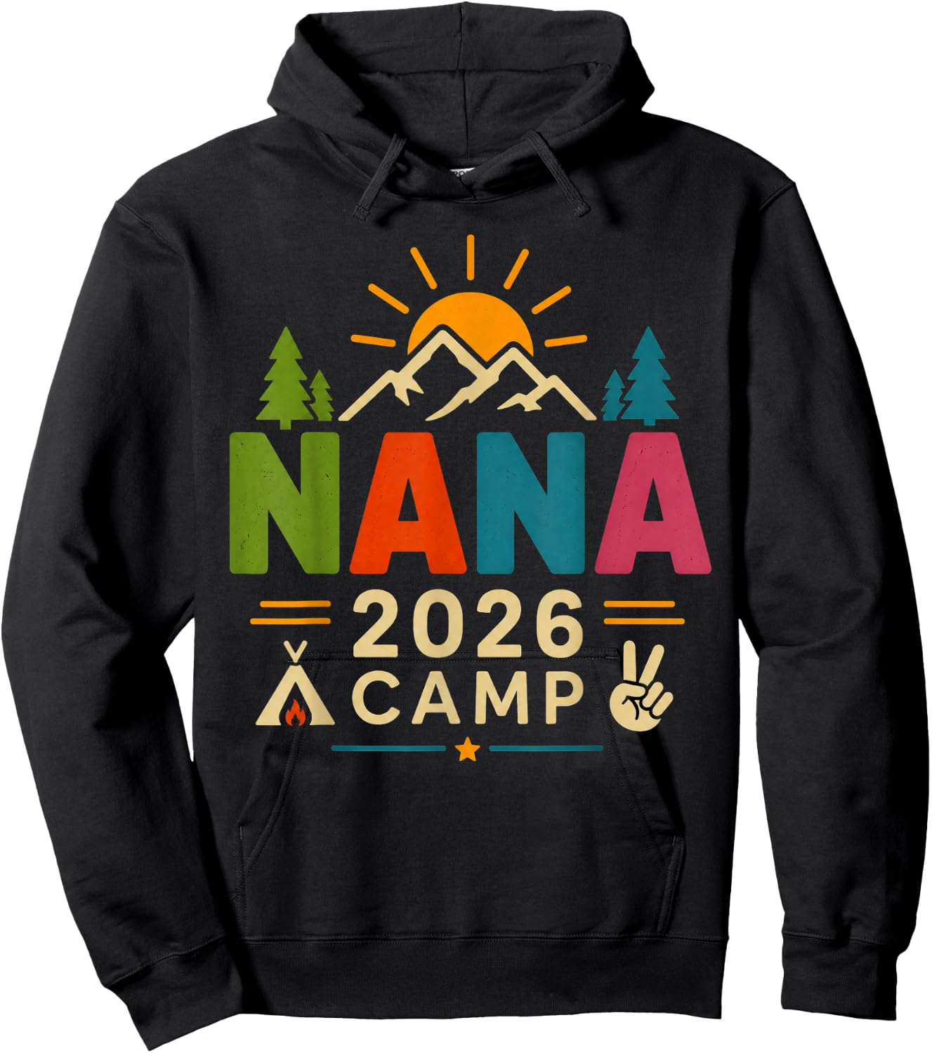 Nana Camp 2026 Fun Family Camping Trip Summer Memories Hoodie - Hoodie | Black
