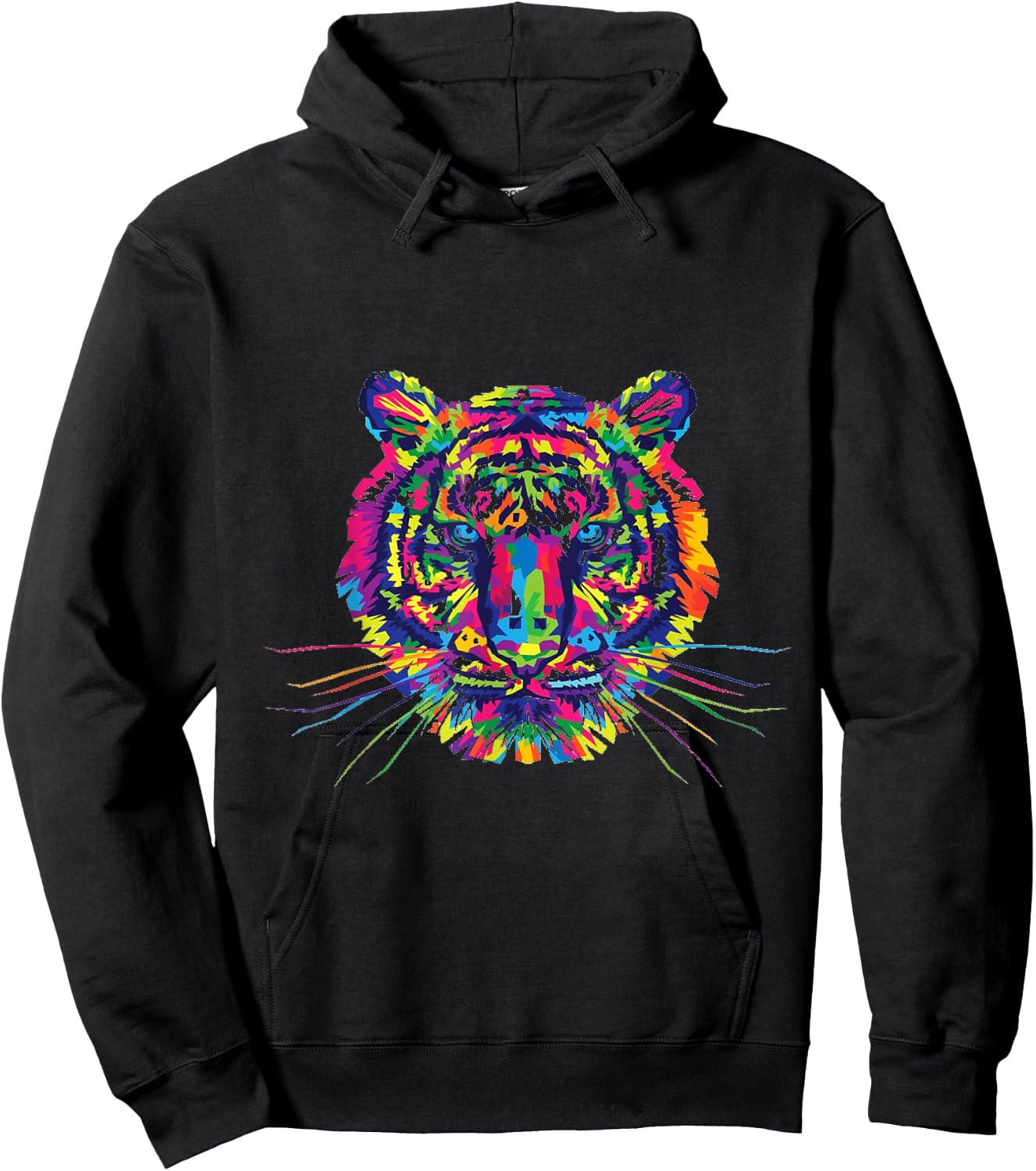 Tie Dye Tiger Tie Dyed Animal Whiskers T Shirt Hoodie - Hoodie | Black
