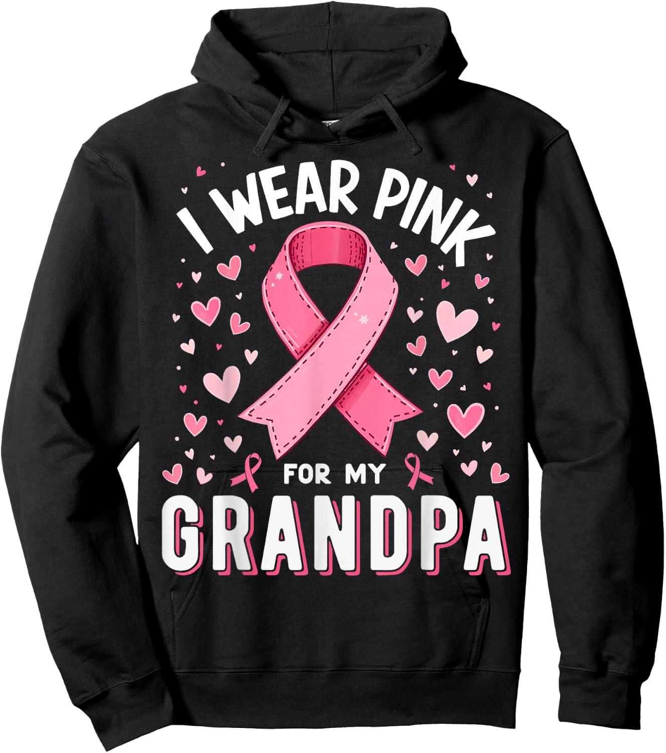 I Wear Pink For My Grandpa Cancer Awareness Hoodie - Hoodie | Black