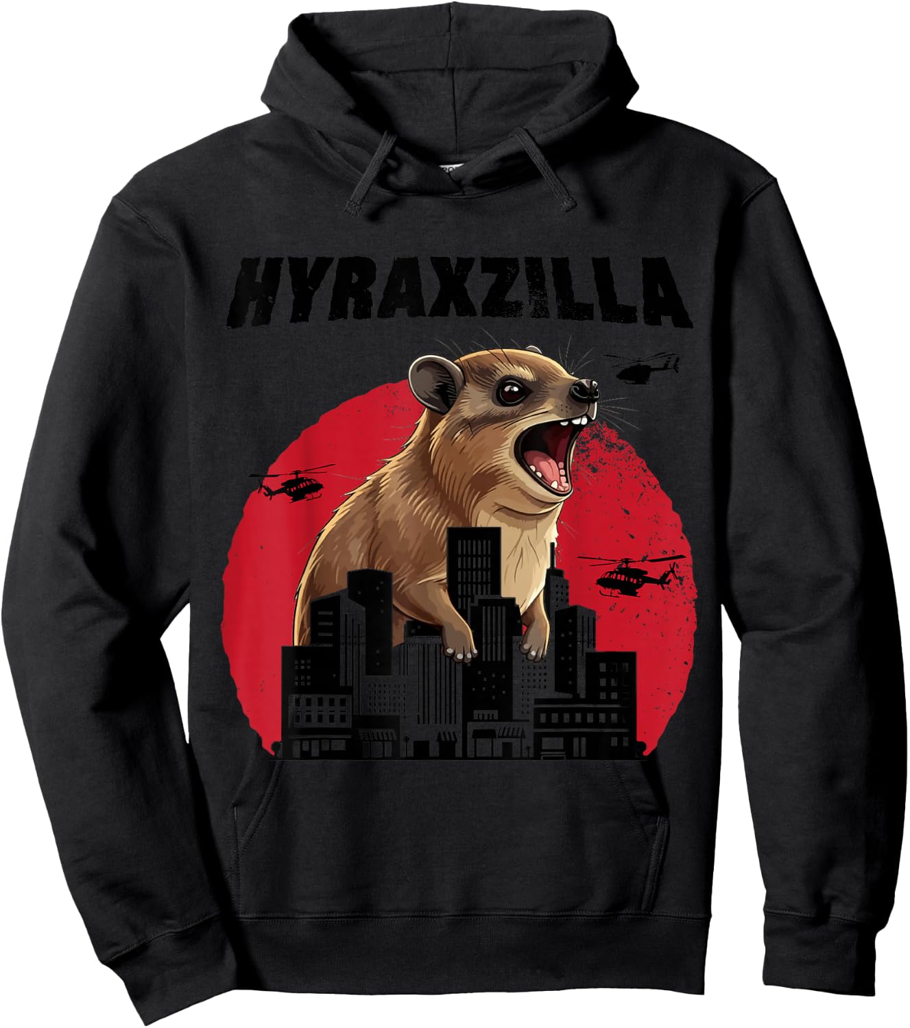 Hyraxzilla Rock Hyrax Lover Awawa Funny Upset Groundhog Hoodie - Hoodie | Black