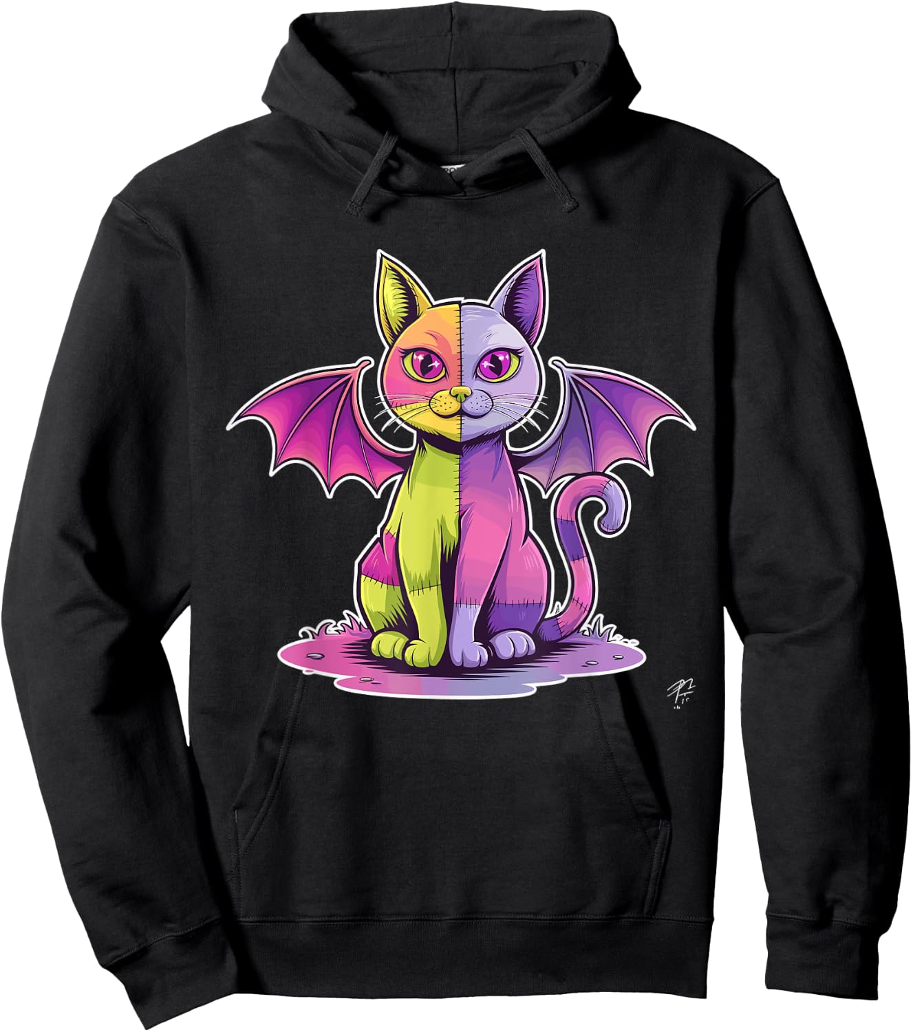 E-Girl Teen Goth Pastel Cat Kawaii Zombie Emo Girl Hoodie - Hoodie | Black