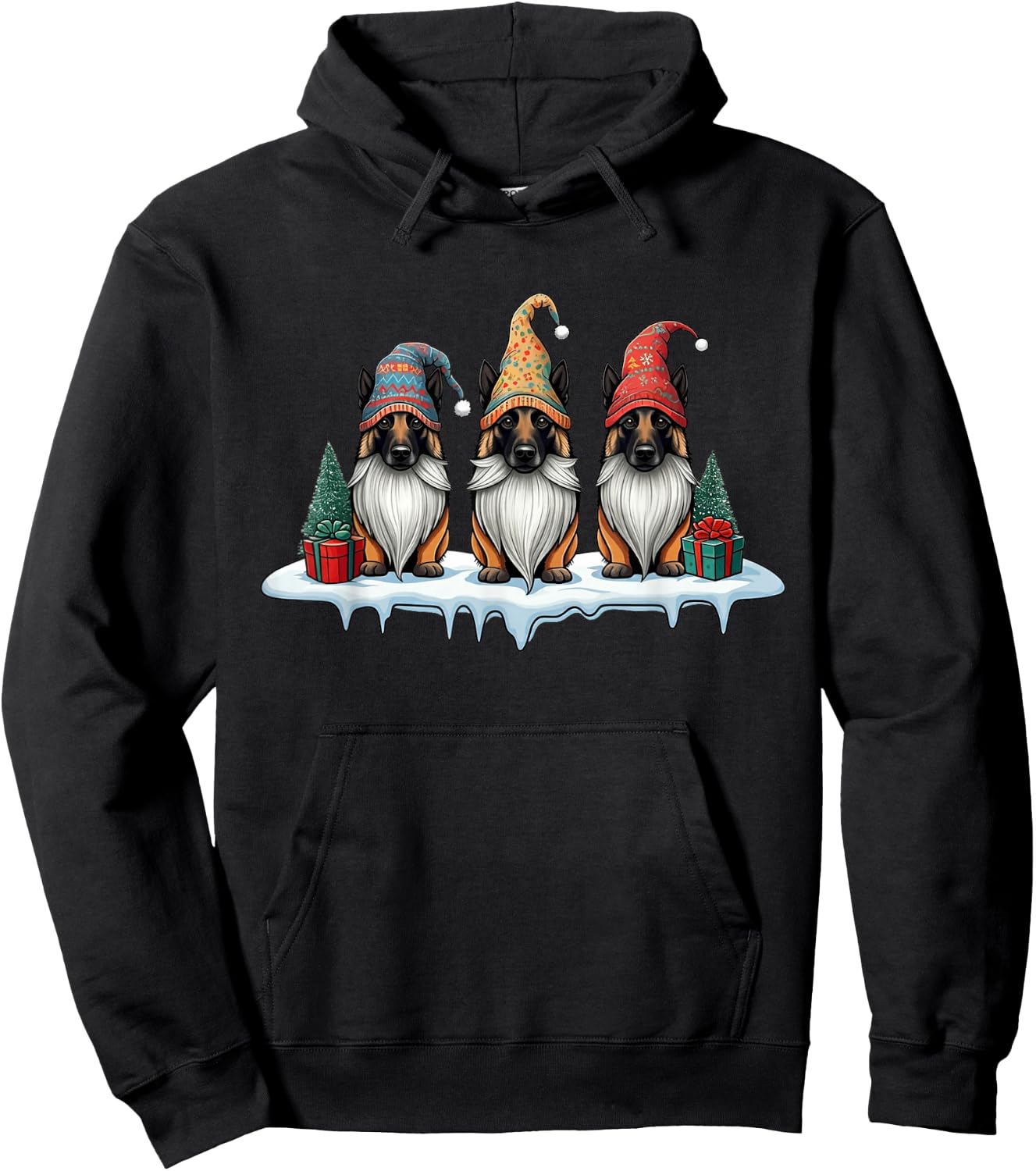 Funny Belgian Malinois Gnomies Christmas Gnome Hoodie - Hoodie | Black