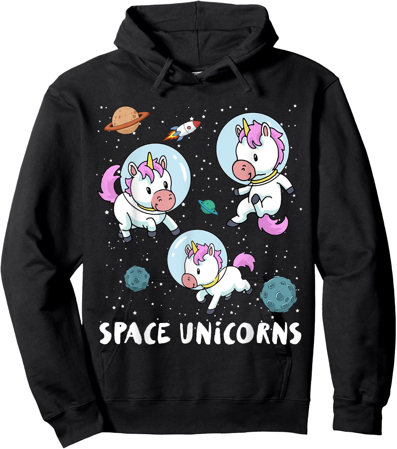 Space Unicorns Funny Astronaut Planet Travel Hoodie - Hoodie | Black