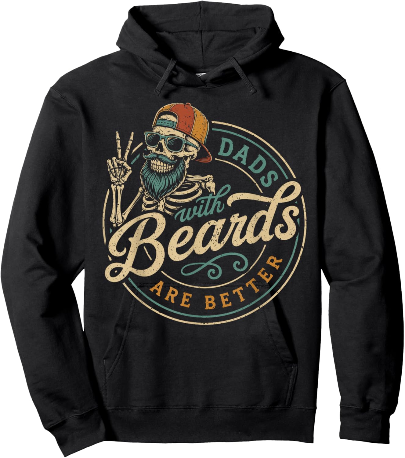 Fathers Day Dads with Beards are Better Funny Dad Skeleton Hoodie - Hoodie | Black