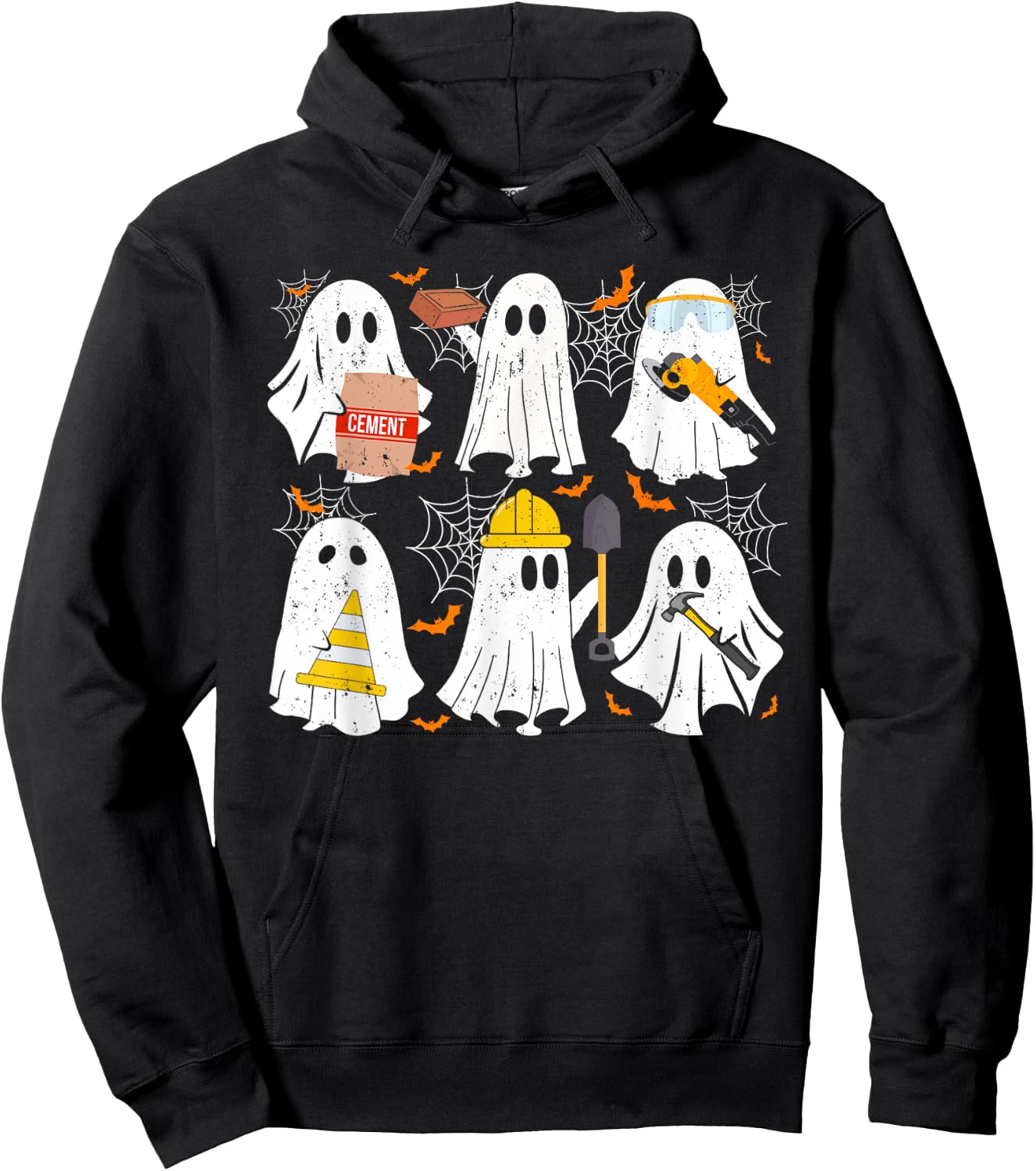 Ghost Construction Worker Costume For Halloween Men Women Hoodie - Hoodie | Black
