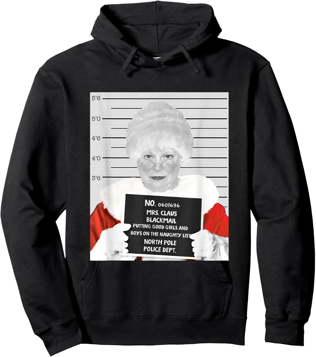 Mrs. Claus Mugshot Arrested in Prison at Christmas Hoodie - Hoodie | Black