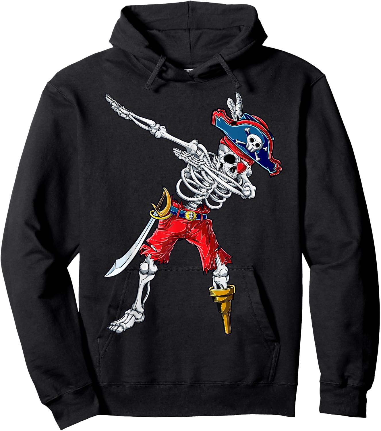 Dabbing Skeleton Pirate T Shirt Halloween Kids Boys Men Gift Hoodie - Hoodie | Black