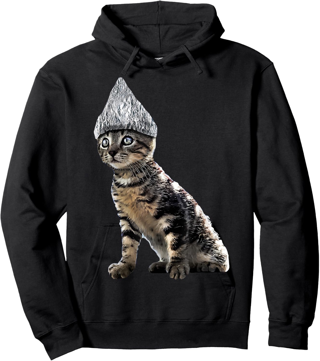 Funny Halloween Cat Tin Foil Hat Conspiracy Shirt Hoodie - Hoodie | Black