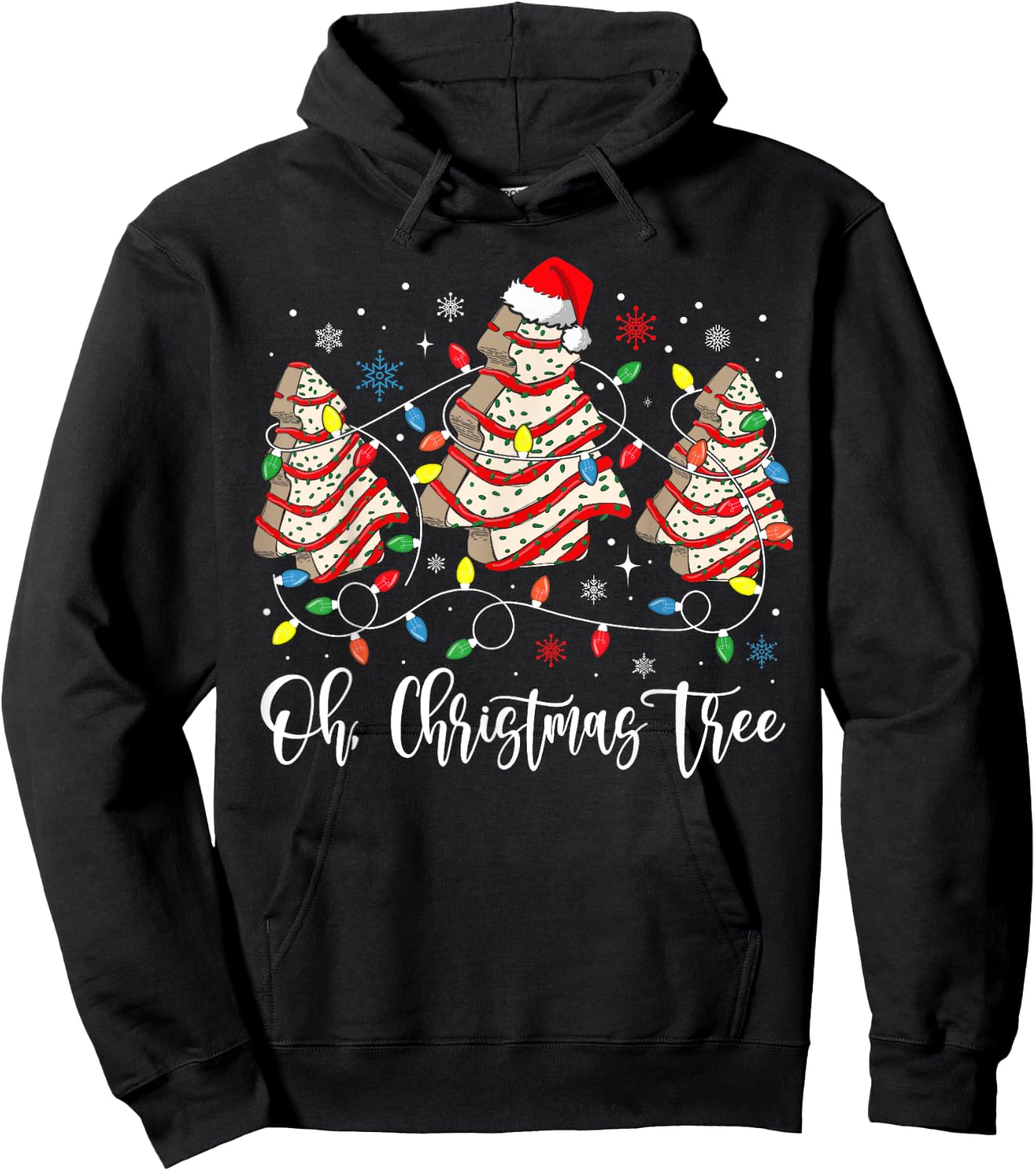 Oh Christmas Tree Cakes Debbie Becky Jen Cake Lovers Xmas Hoodie - Hoodie | Black