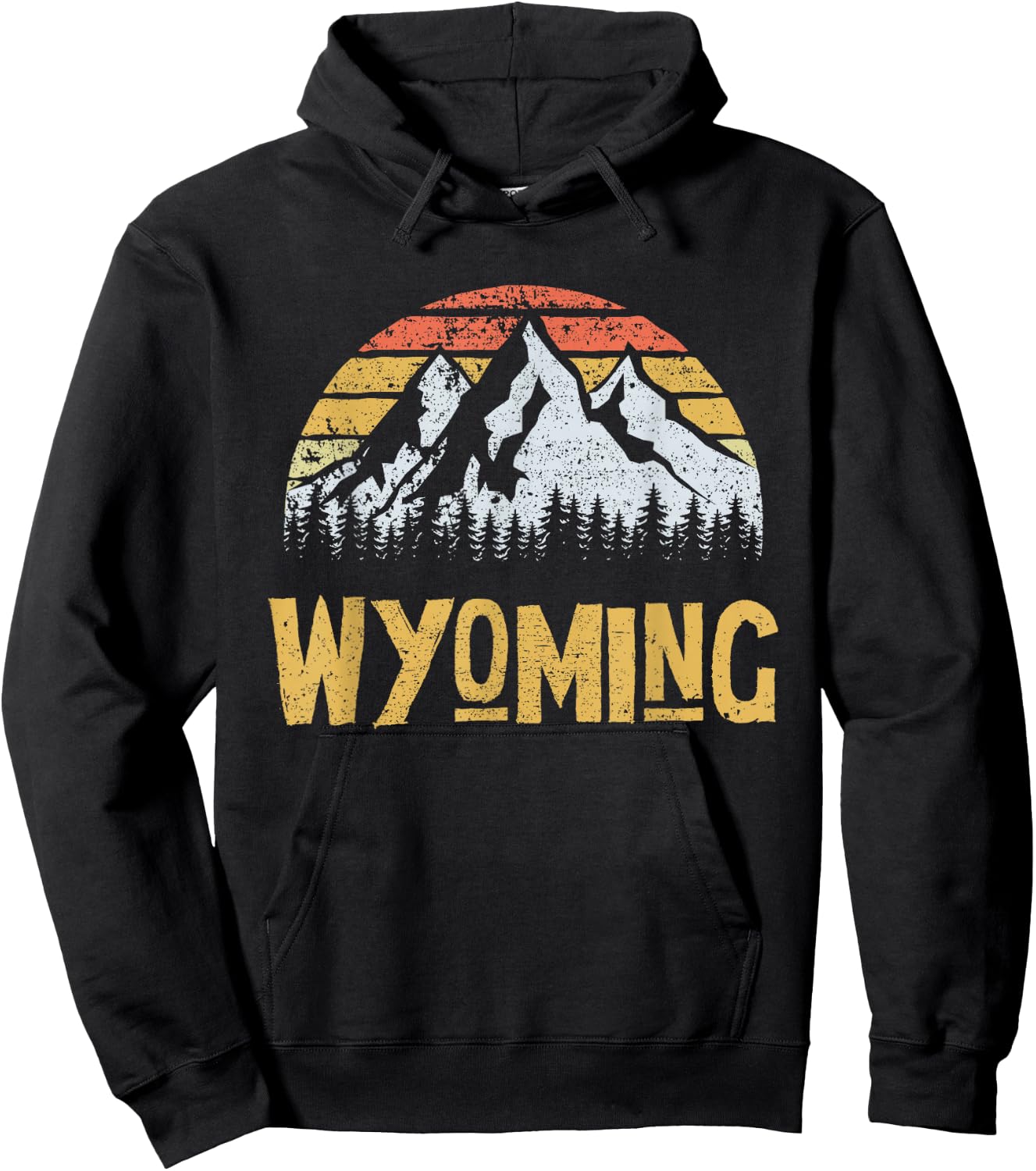 Vintage Retro WY Wyoming U.S. Mountain State Hoodie - Hoodie | Black