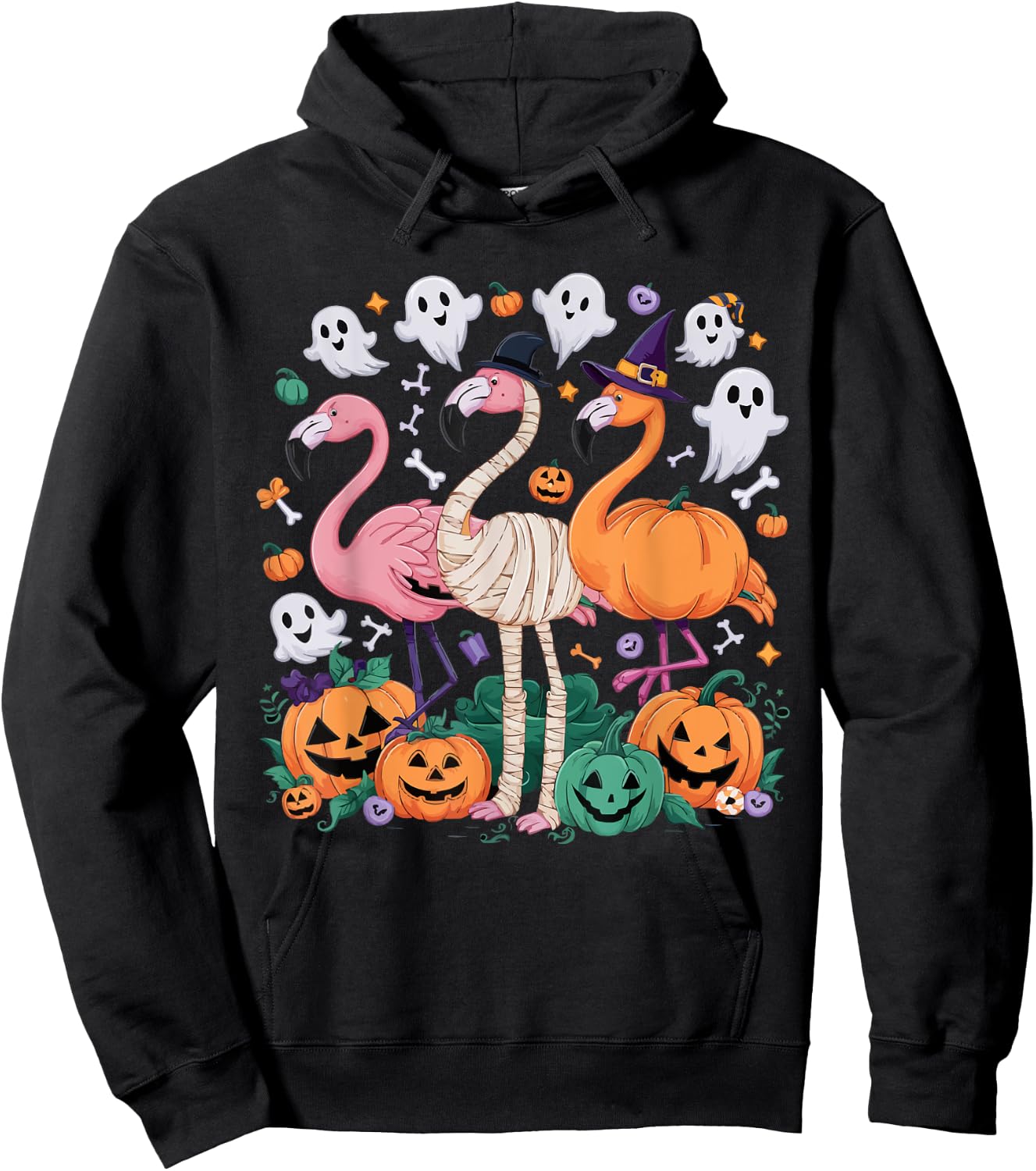 Flamingo Halloween Spooky Wading Bird Scary Trick Or Treat Hoodie - Hoodie | Black