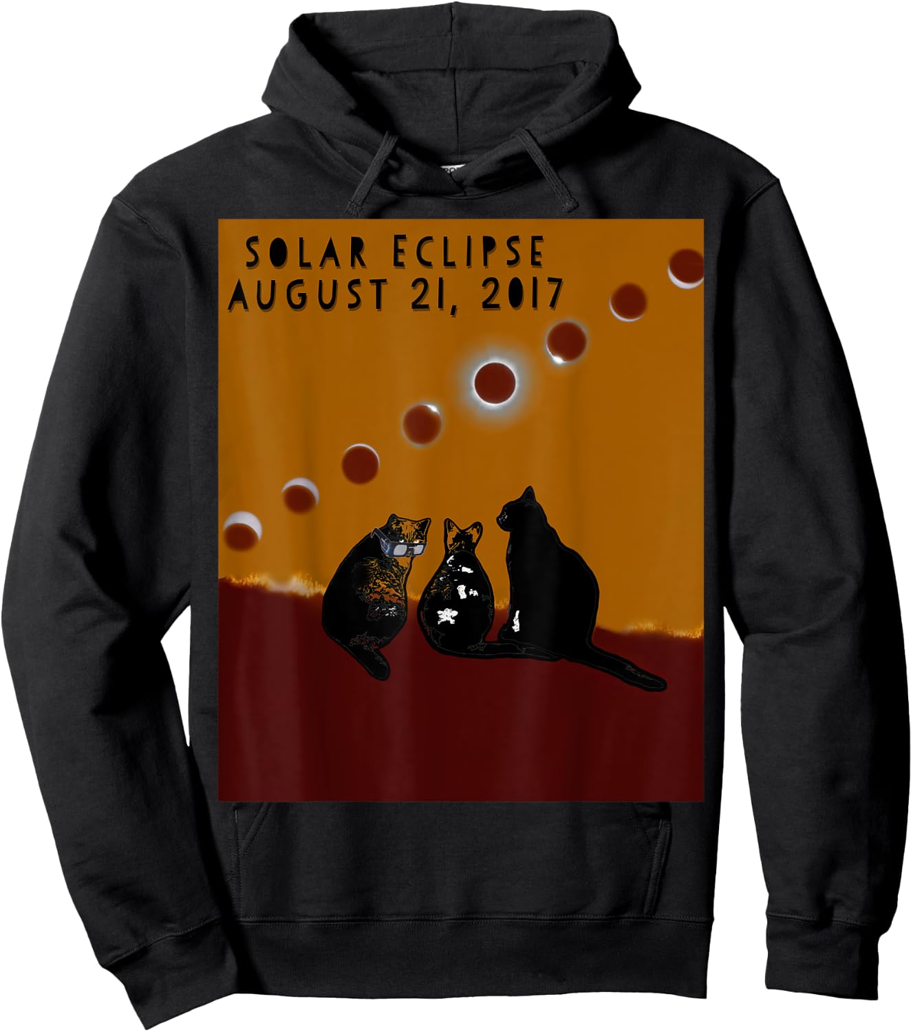 Total Solar Eclipse 2017 Cat T Shirt 8-21-2017 Hoodie - Hoodie | Black