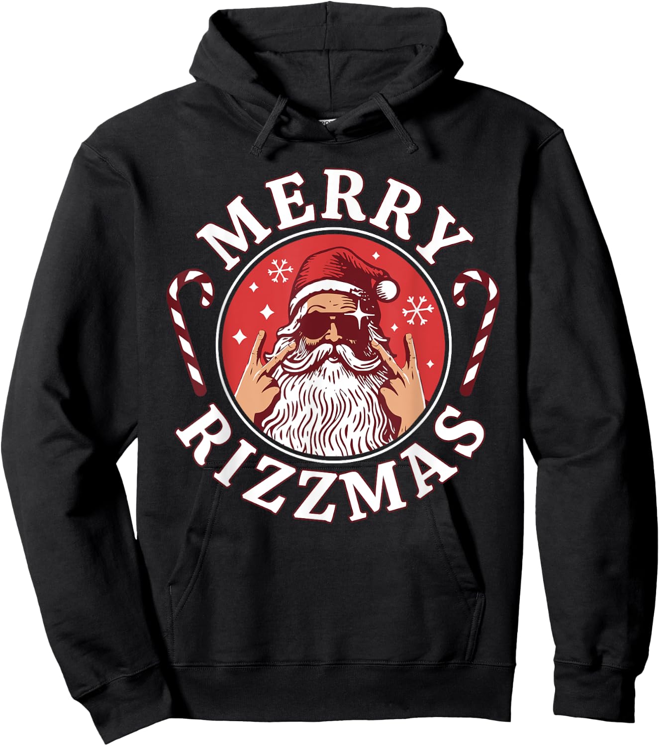 Merry Rizzmas Kids Teens School Funny Christmas Santa Claus Hoodie - Hoodie | Black