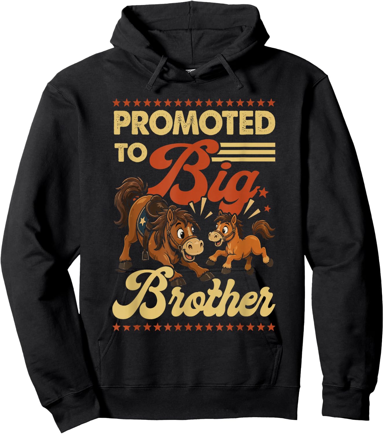 Promoted to Big Brother Horse Theme Kids Hoodie - Hoodie | Black