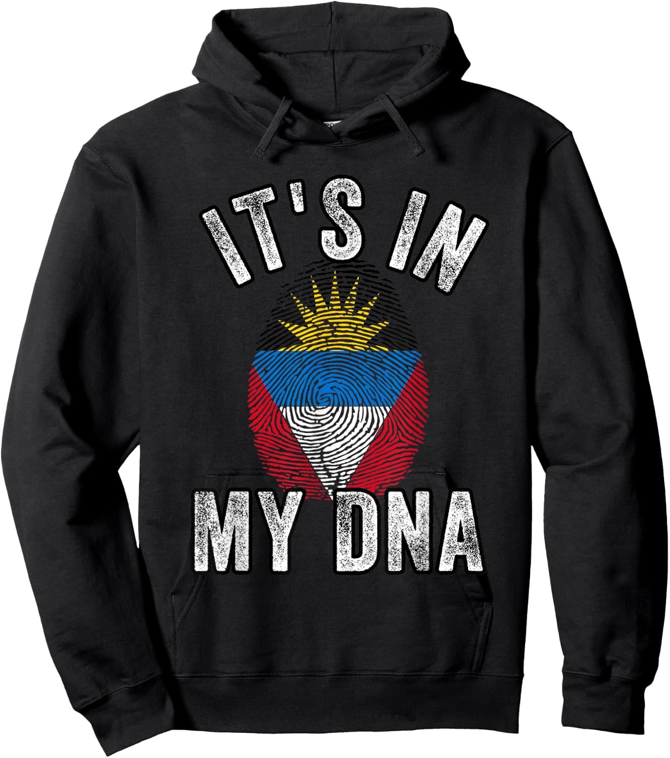 Funny it's in my DNA Antigua and barbuda flag Fingerprint Hoodie - Hoodie | Black