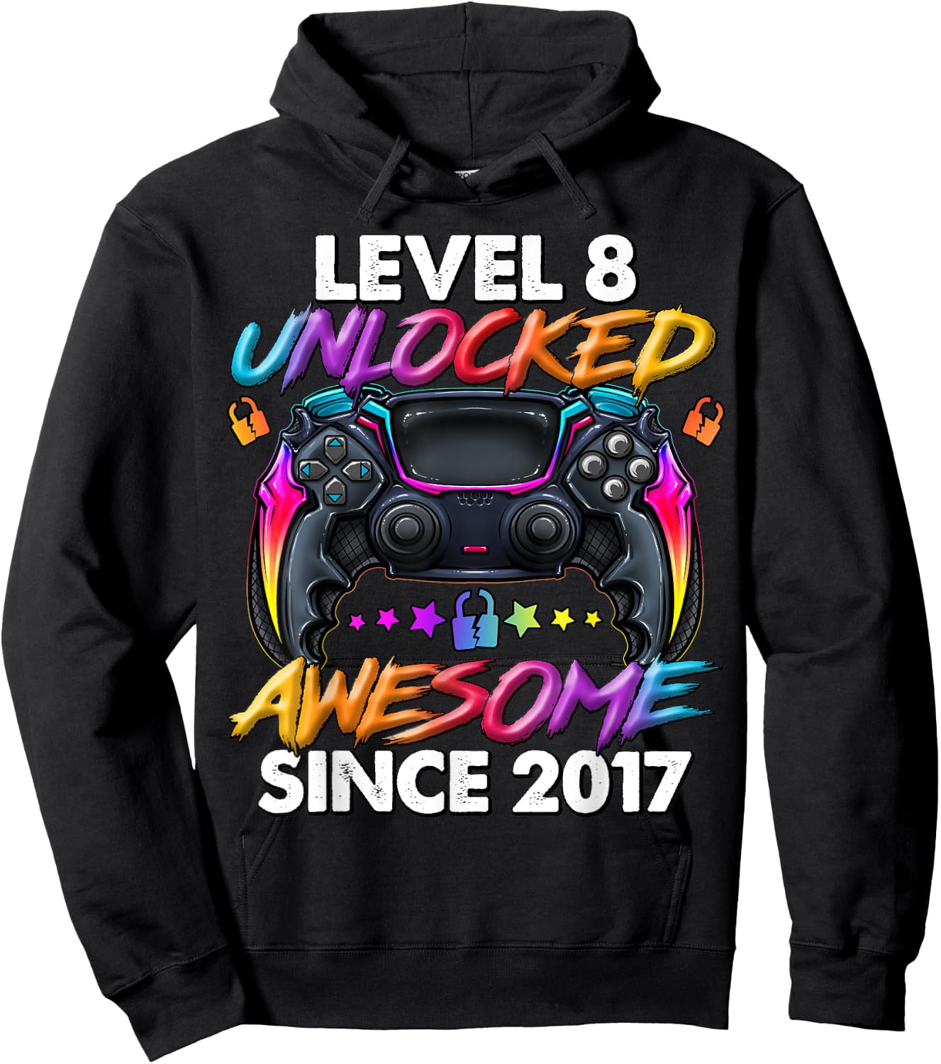 Level 8 Unlocked 8 Year Old Gifts Boys 8th Birthday Boy Hoodie - Hoodie | Black
