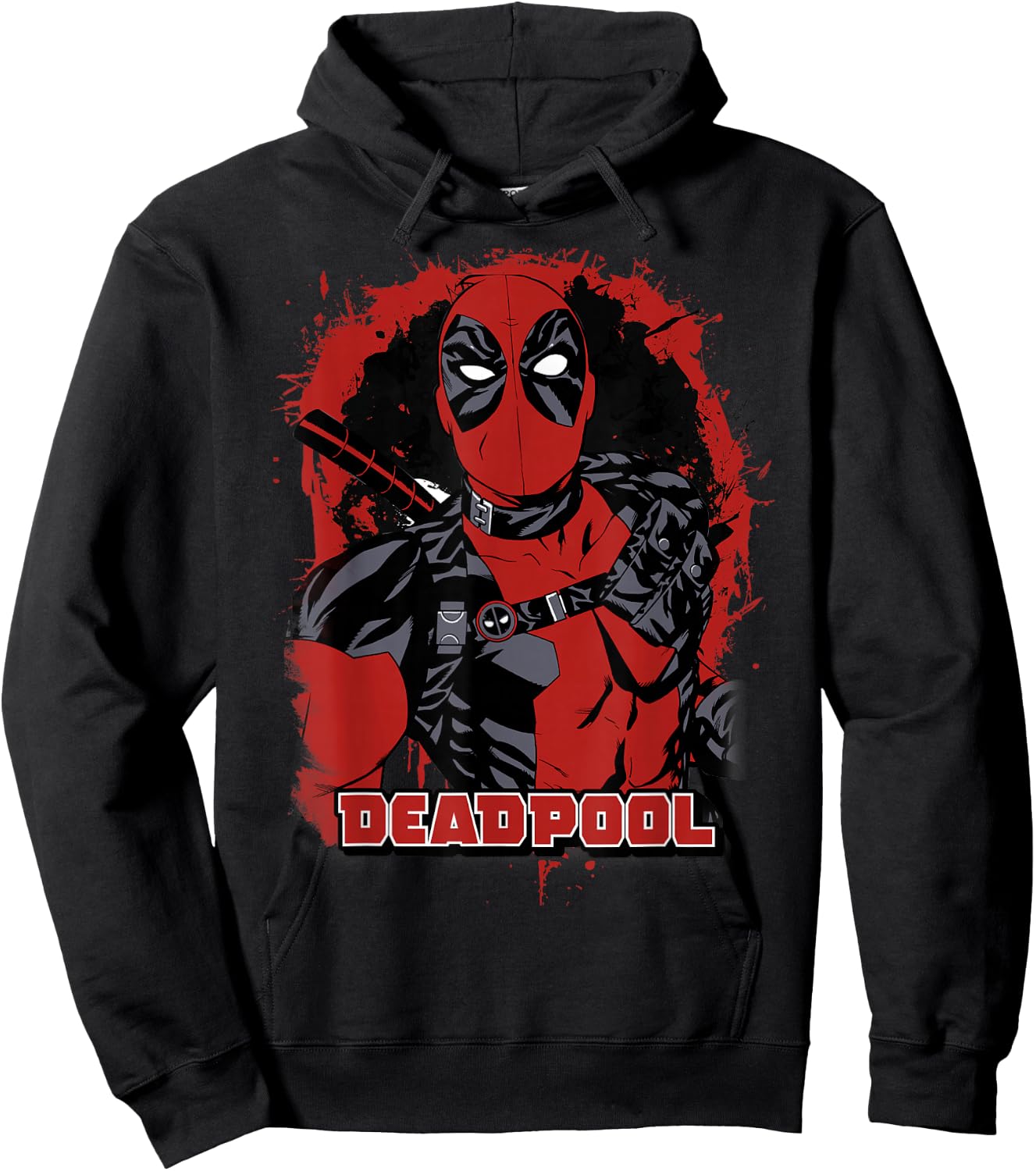 Marvel Deadpool Paint Splatted Super Hero Graphic Hoodie - Hoodie | Black