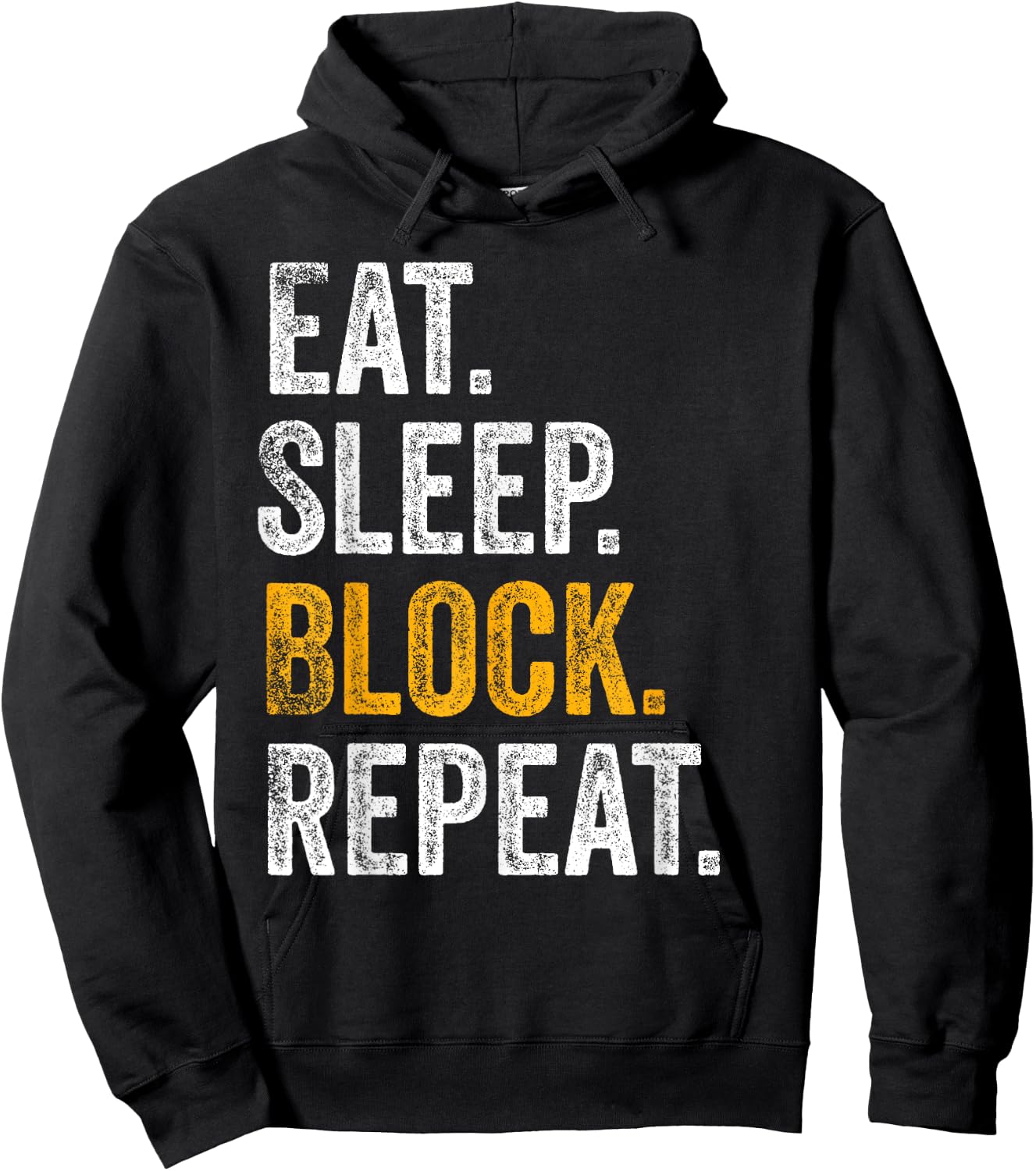 Football Offensive Lineman Gifts Eat Sleep Block Repeat Hoodie - Hoodie | Black
