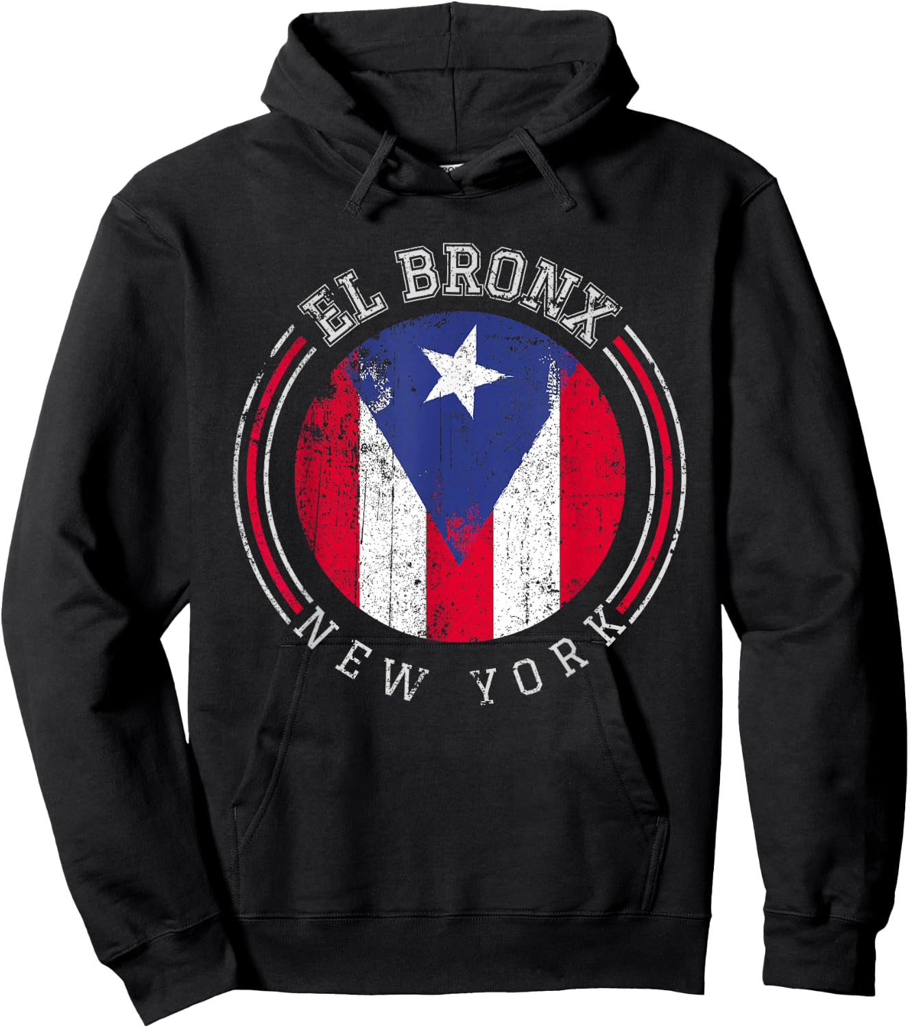 El Bronx design - Puerto Rico boricua bandera Flag Varsity Hoodie - Hoodie | Black